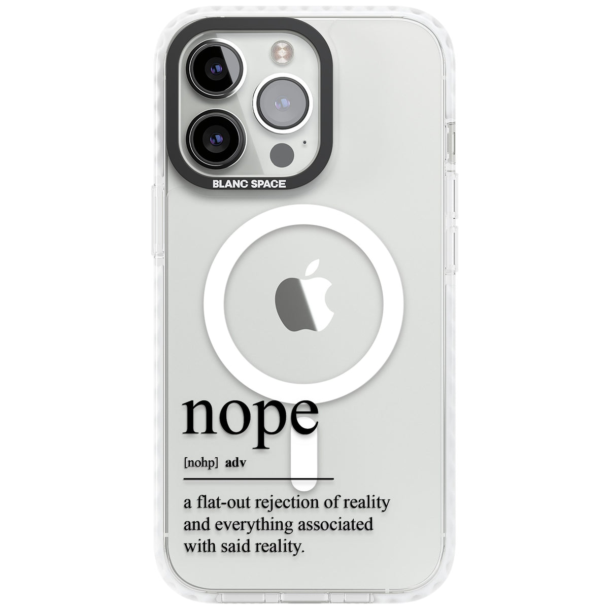 Nope iPhone 13 Pro / iPhone 13 Pro Max / iPhone 14 Pro / iPhone 14 Pro Max / iPhone 15 Pro / iPhone 15 Pro Max Impact Pro Clear Phone Case front