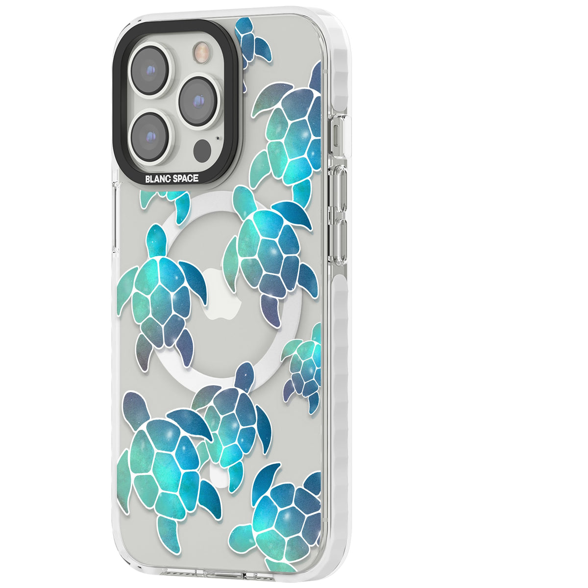Aqua Space Turtles iPhone 13 Pro / iPhone 13 Pro Max / iPhone 14 Pro / iPhone 14 Pro Max / iPhone 15 Pro / iPhone 15 Pro Max Impact Pro Clear Phone Case side