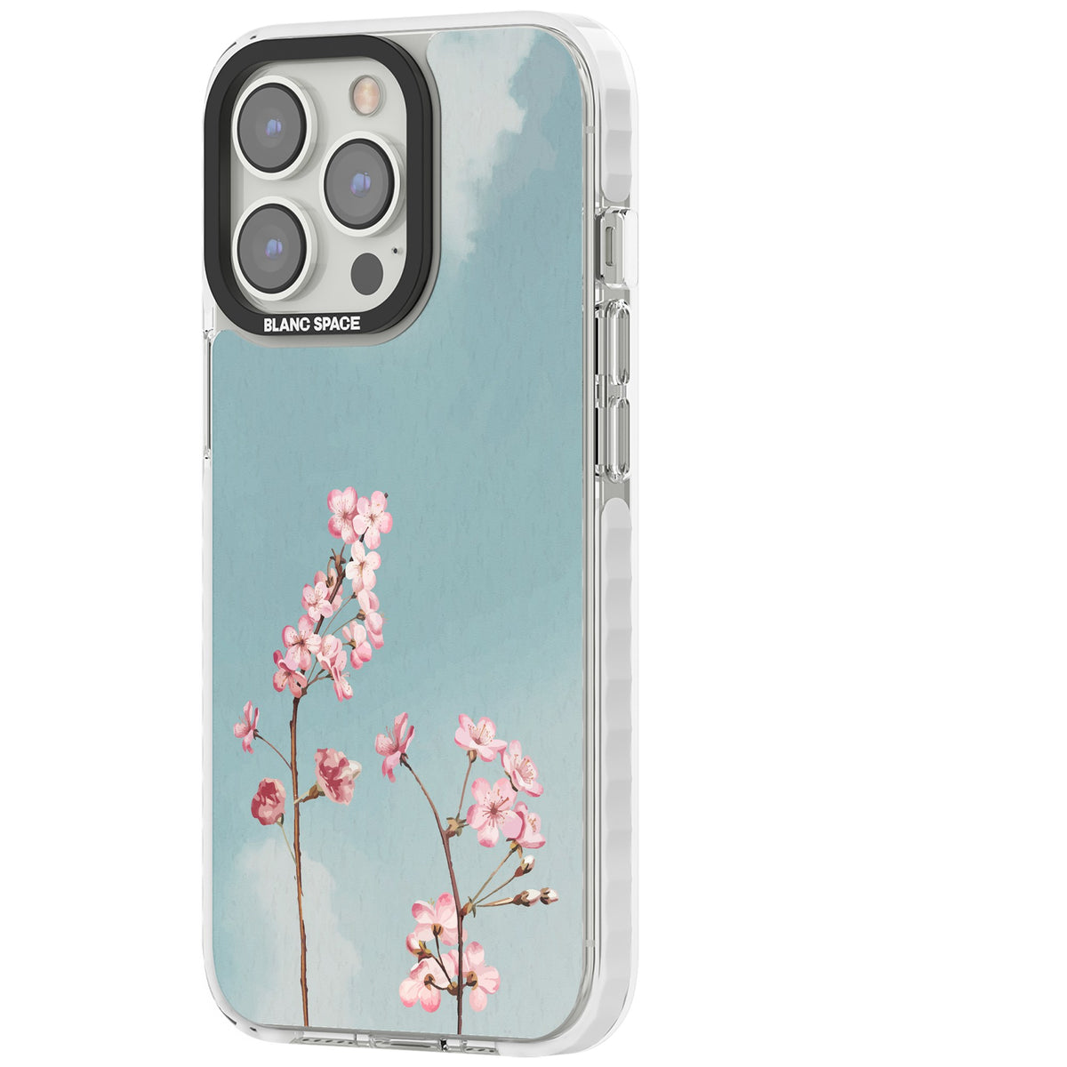 Blossom Flower Sky iPhone 13 Pro / iPhone 13 Pro Max / iPhone 14 Pro / iPhone 14 Pro Max / iPhone 15 Pro / iPhone 15 Pro Max Impact Pro Clear Phone Case side