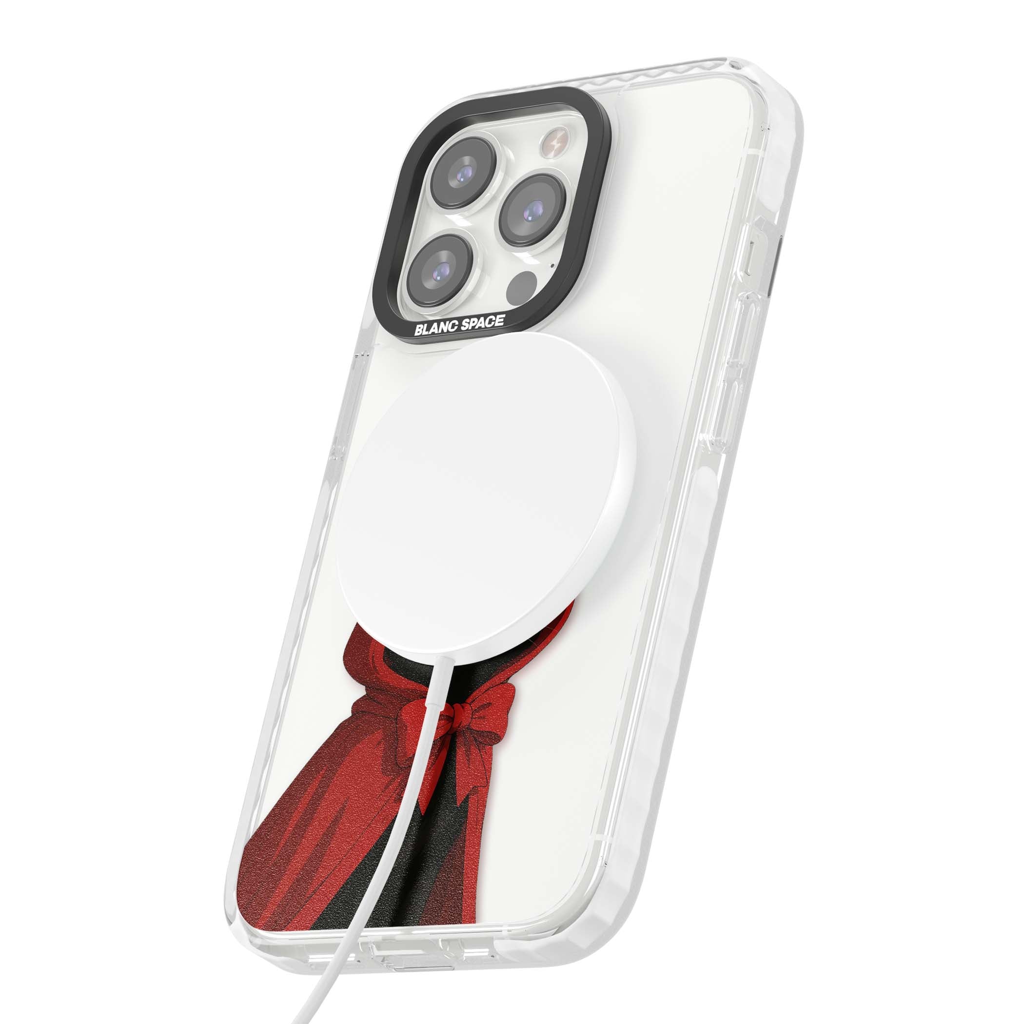 Little Devil halloween iPhone case featuring a black cat in a red hooded devil cloak with horns and golden eyes | Impact Magsafe case for iPhone 13 Pro, iPhone 14 Pro, iPhone 15 Pro