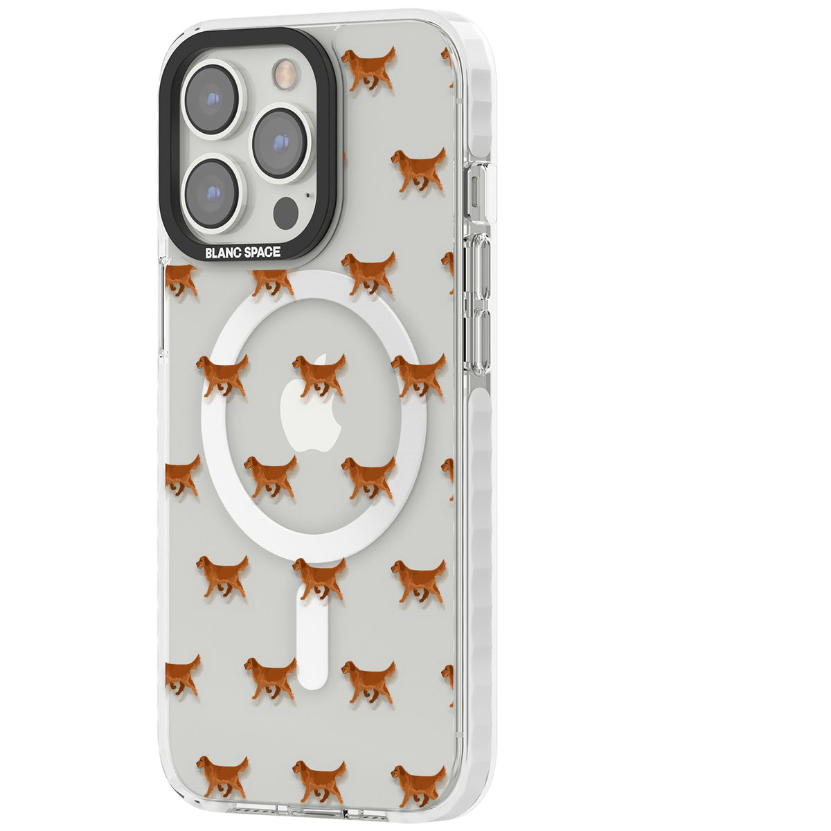 Golden Retriever Dog Pattern Clear iPhone 13 Pro / iPhone 13 Pro Max / iPhone 14 Pro / iPhone 14 Pro Max / iPhone 15 Pro / iPhone 15 Pro Max Impact Pro Clear Phone Case side