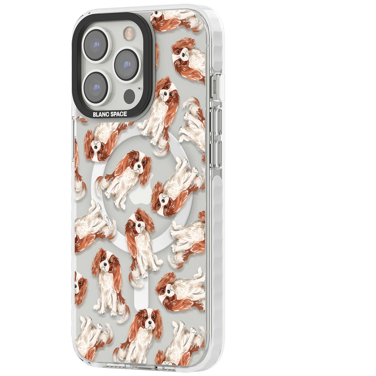Cavalier King Charles Spaniel iPhone 13 Pro / iPhone 13 Pro Max / iPhone 14 Pro / iPhone 14 Pro Max / iPhone 15 Pro / iPhone 15 Pro Max Impact Pro Clear Phone Case side