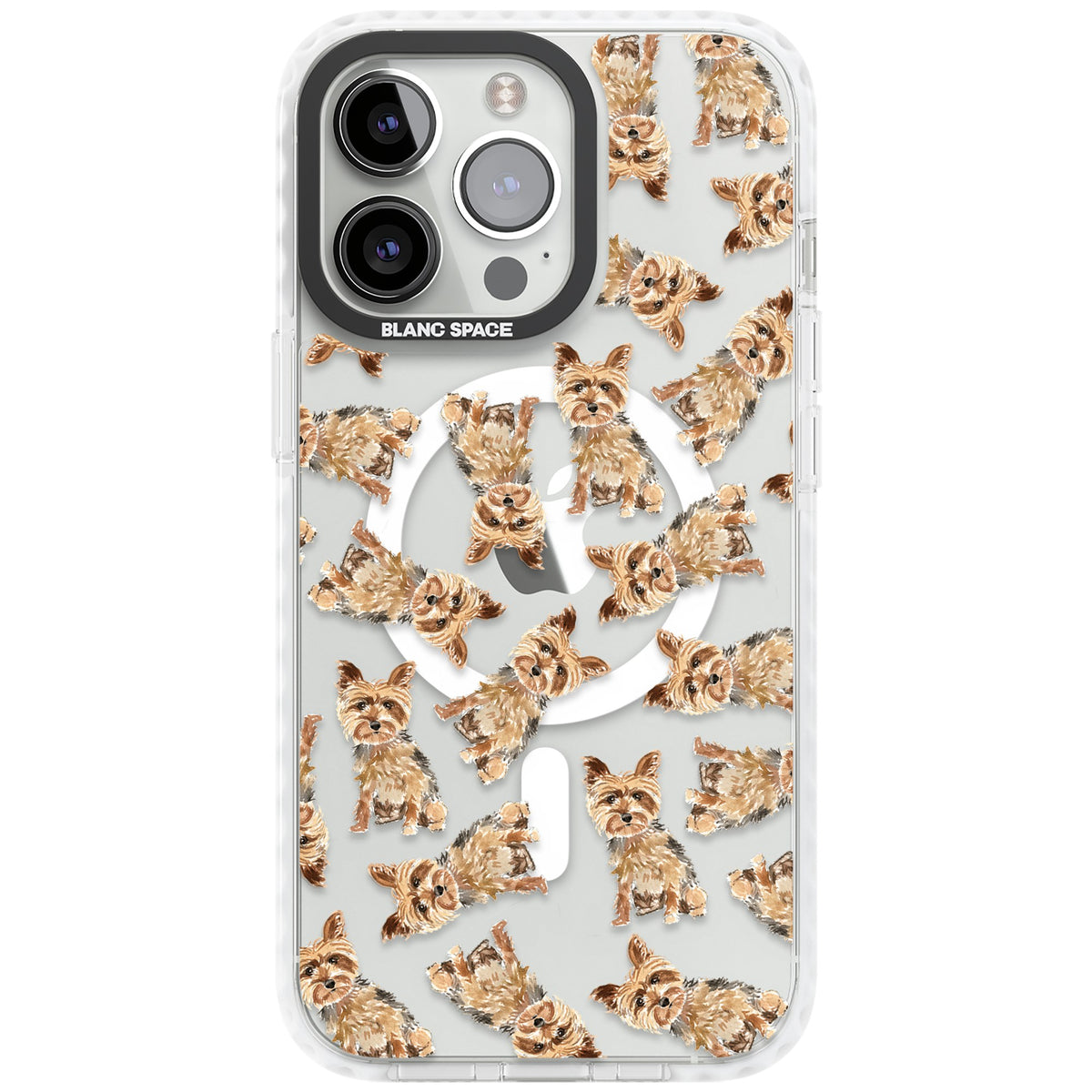 Yorkshire Terrier Dog Pattern iPhone 13 Pro / iPhone 13 Pro Max / iPhone 14 Pro / iPhone 14 Pro Max / iPhone 15 Pro / iPhone 15 Pro Max Impact Pro Clear Phone Case front