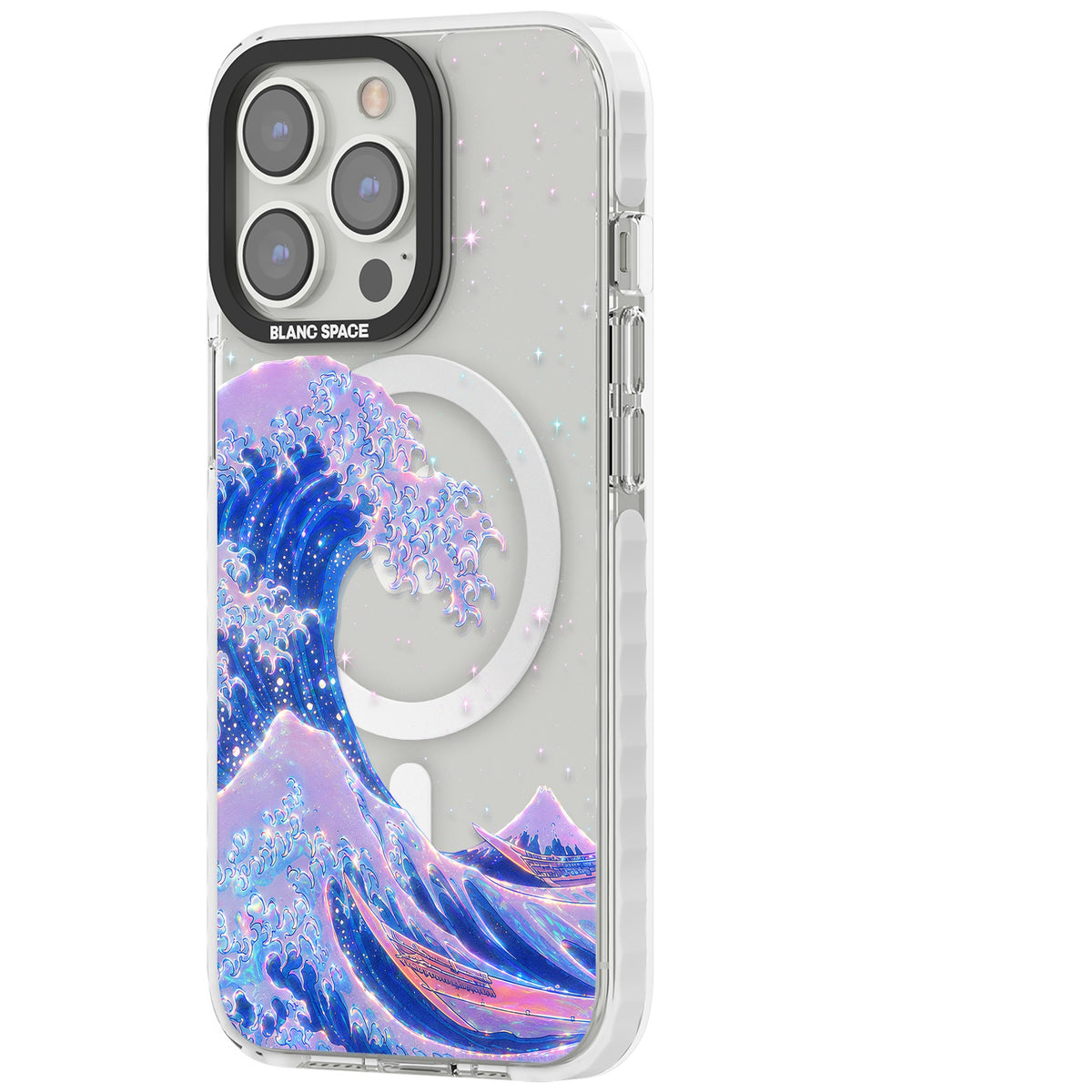 The Great Wave In Opal iPhone 13 Pro / iPhone 13 Pro Max / iPhone 14 Pro / iPhone 14 Pro Max / iPhone 15 Pro / iPhone 15 Pro Max Impact Pro Clear Phone Case side