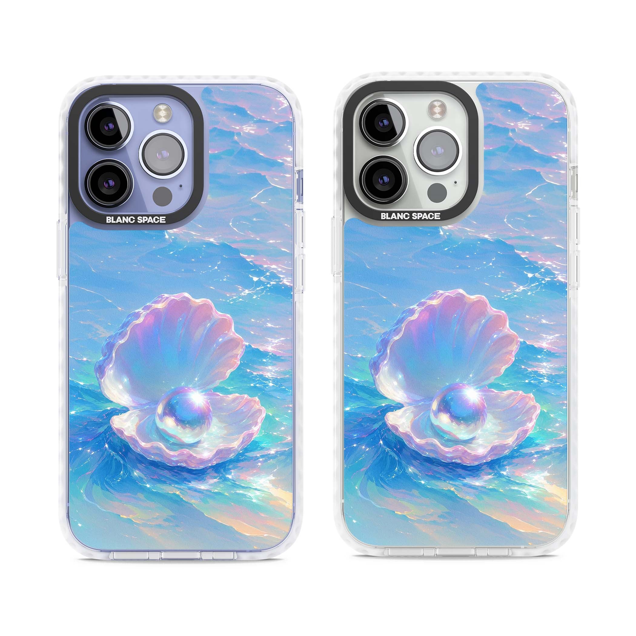 The Pearl Clam mermaidcore iPhone case featuring iridescent seashell, glowing pearl and pastel ocean waves | Impact Magsafe case for iPhone 13 Pro, iPhone 14 Pro, iPhone 15 Pro
