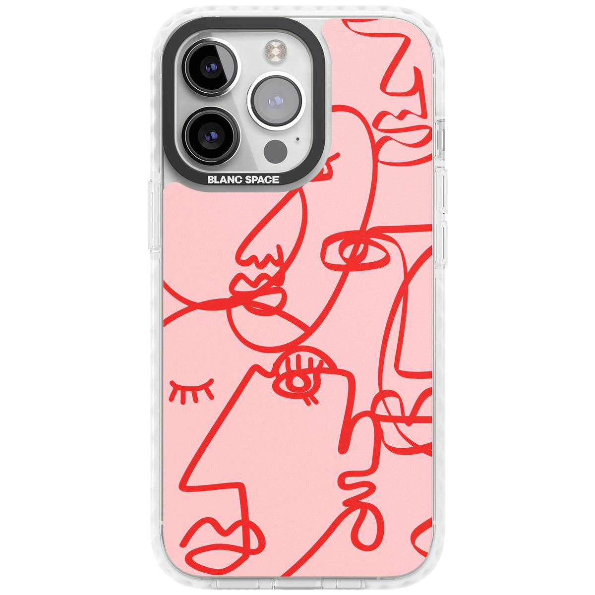 Red Line Art iPhone 13 Pro / iPhone 13 Pro Max / iPhone 14 Pro / iPhone 14 Pro Max / iPhone 15 Pro / iPhone 15 Pro Max Impact Pro Clear Phone Case front