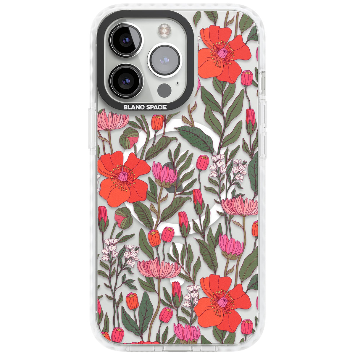 Peachy Floral iPhone 13 Pro / iPhone 13 Pro Max / iPhone 14 Pro / iPhone 14 Pro Max / iPhone 15 Pro / iPhone 15 Pro Max Impact Pro Clear Phone Case front