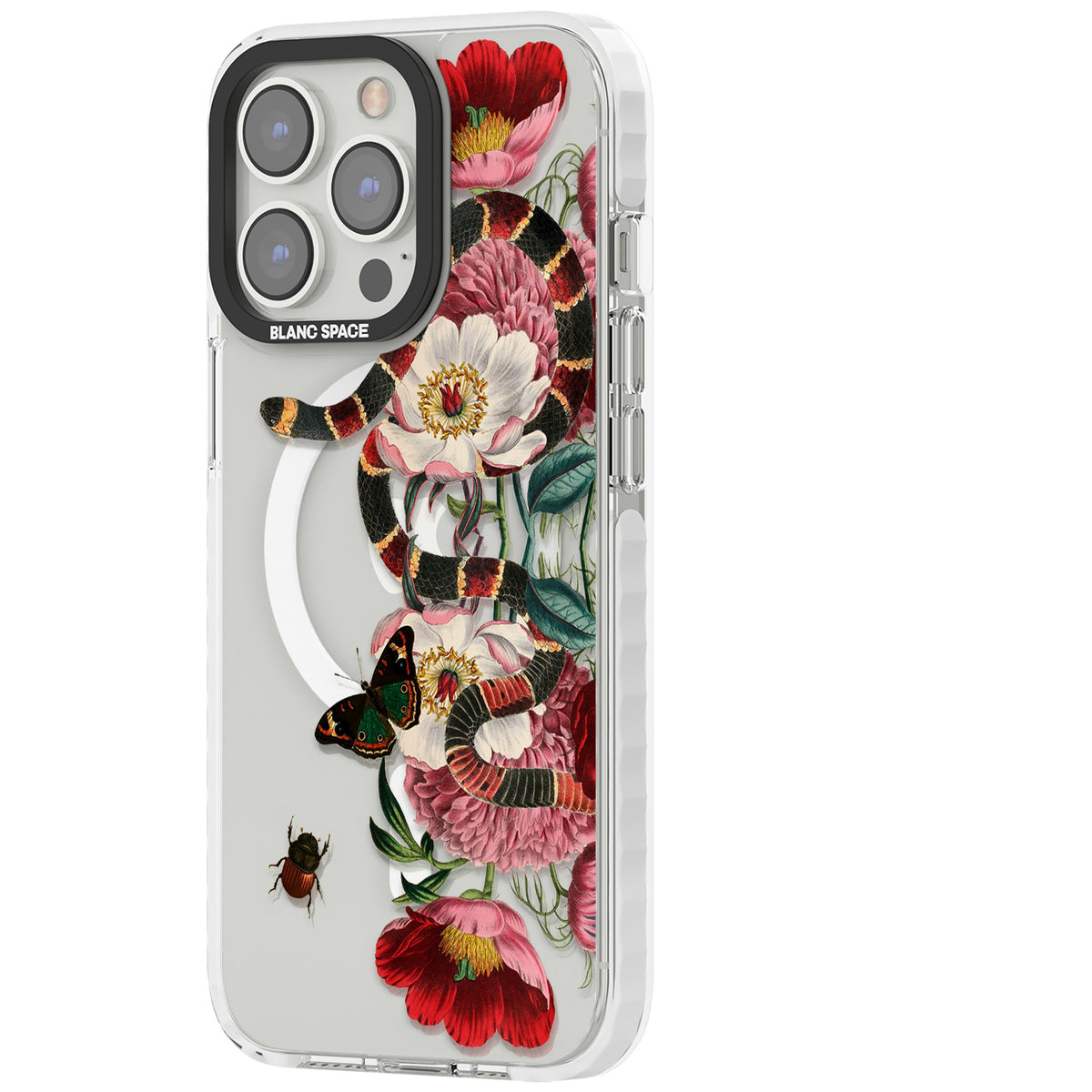 Floral Snake iPhone 13 Pro / iPhone 13 Pro Max / iPhone 14 Pro / iPhone 14 Pro Max / iPhone 15 Pro / iPhone 15 Pro Max Impact Pro Clear Phone Case side