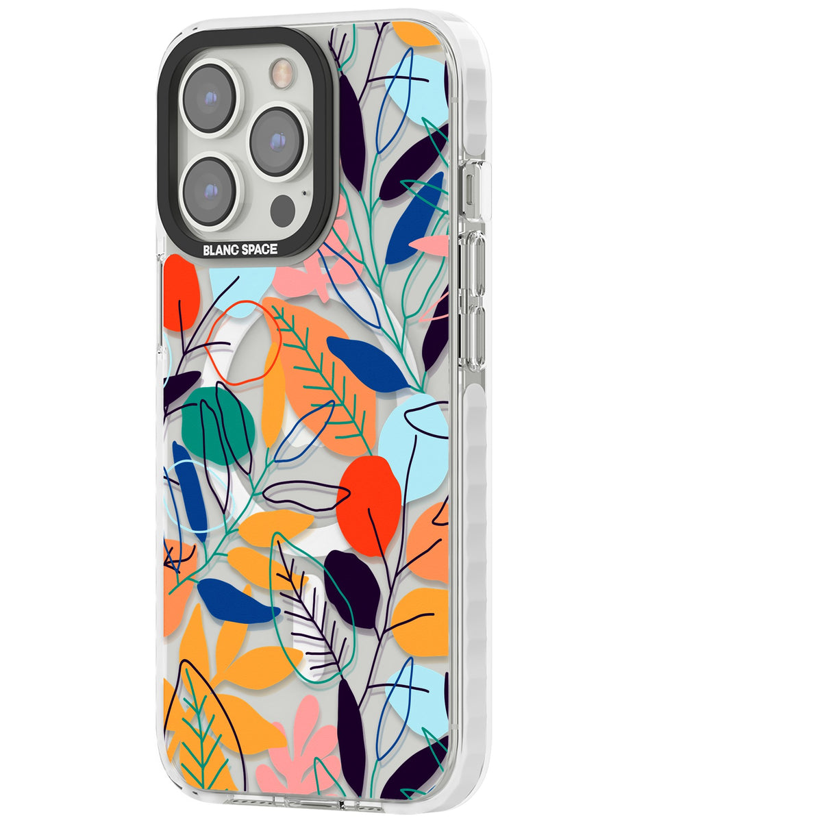 Flora Lines iPhone 13 Pro / iPhone 13 Pro Max / iPhone 14 Pro / iPhone 14 Pro Max / iPhone 15 Pro / iPhone 15 Pro Max Impact Pro Clear Phone Case side