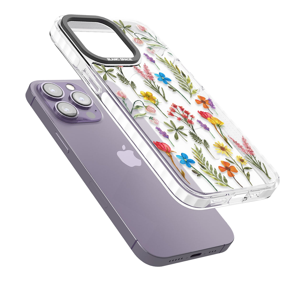Spring Botanicals iPhone 13 Pro / iPhone 13 Pro Max / iPhone 14 Pro / iPhone 14 Pro Max / iPhone 15 Pro / iPhone 15 Pro Max Impact Pro Clear Phone Case angled