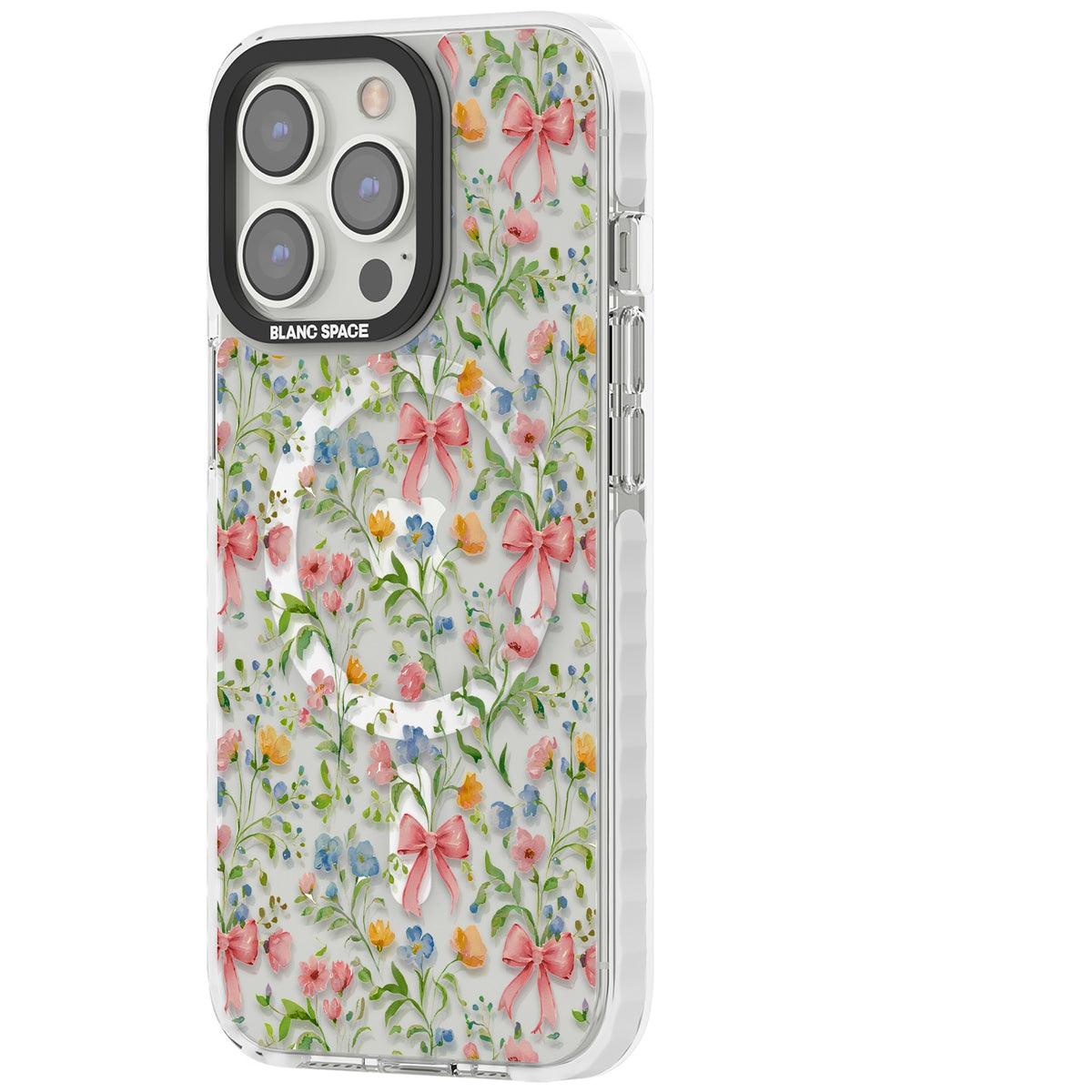 Ribbons & Wildflowers iPhone 13 Pro / iPhone 13 Pro Max / iPhone 14 Pro / iPhone 14 Pro Max / iPhone 15 Pro / iPhone 15 Pro Max Impact Pro Clear Phone Case side