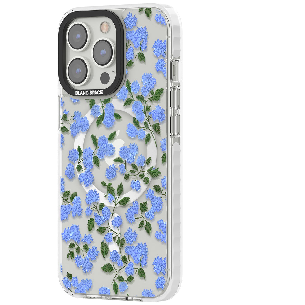 Hydrangea Dreams iPhone 13 Pro / iPhone 13 Pro Max / iPhone 14 Pro / iPhone 14 Pro Max / iPhone 15 Pro / iPhone 15 Pro Max Impact Pro Clear Phone Case side