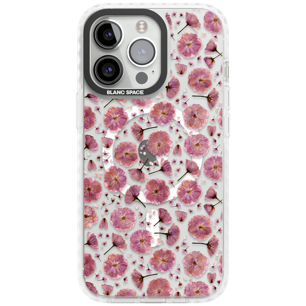 Pink Florals & Blossom iPhone 13 Pro / iPhone 13 Pro Max / iPhone 14 Pro / iPhone 14 Pro Max / iPhone 15 Pro / iPhone 15 Pro Max Impact Pro Clear Phone Case front