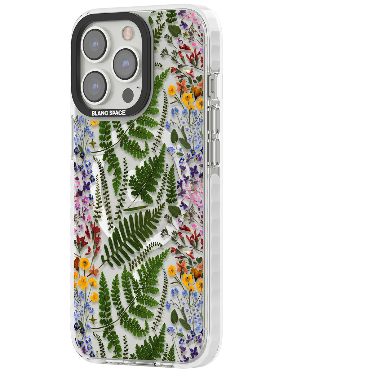 Botanical Fern & Floral iPhone 13 Pro / iPhone 13 Pro Max / iPhone 14 Pro / iPhone 14 Pro Max / iPhone 15 Pro / iPhone 15 Pro Max Impact Pro Clear Phone Case side