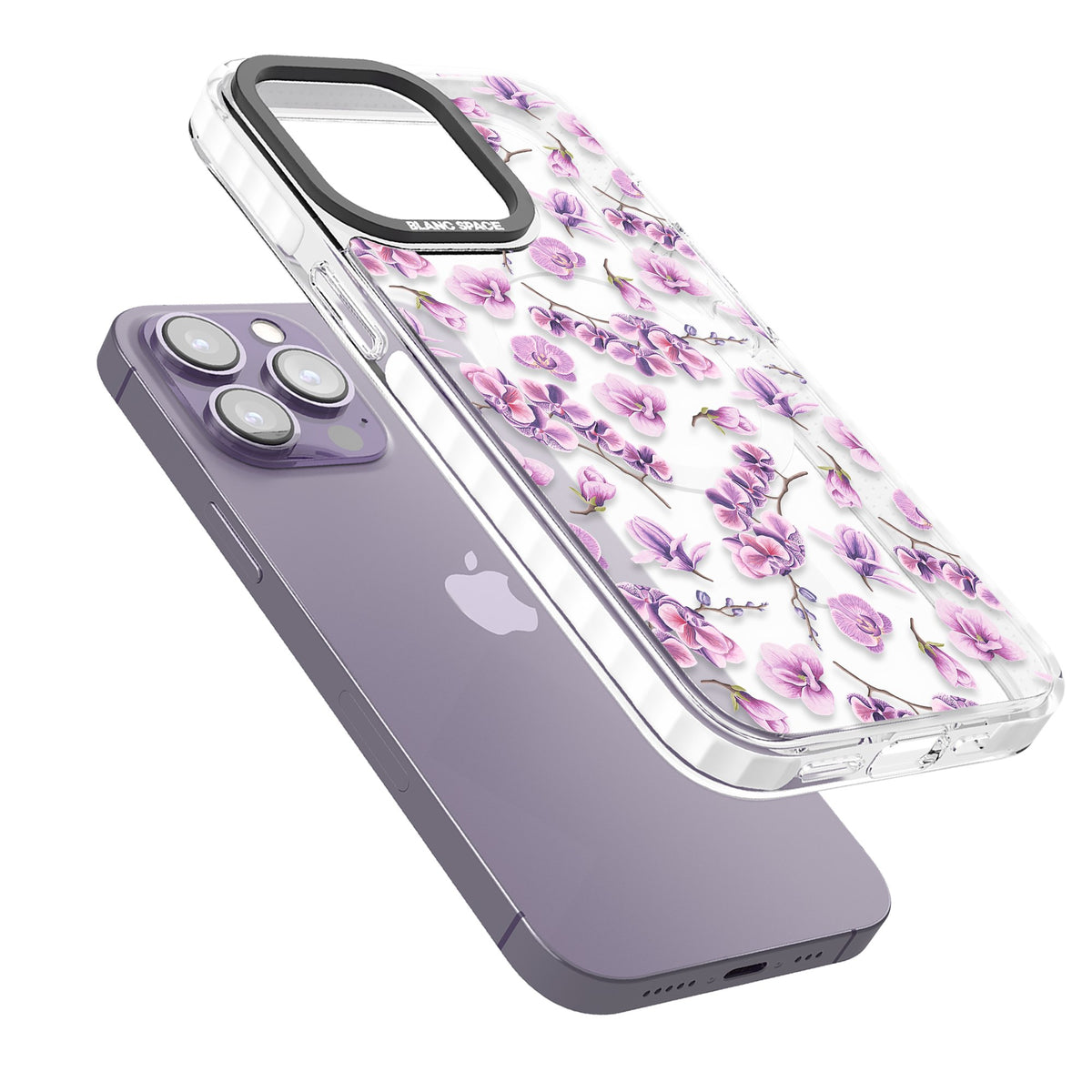 Soft Bloom iPhone 13 Pro / iPhone 13 Pro Max / iPhone 14 Pro / iPhone 14 Pro Max / iPhone 15 Pro / iPhone 15 Pro Max Impact Pro Clear Phone Case angled