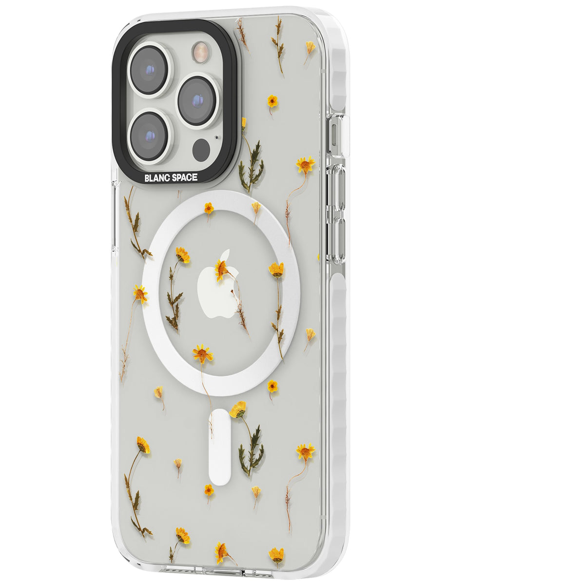 Yellow Wildflower iPhone 13 Pro / iPhone 13 Pro Max / iPhone 14 Pro / iPhone 14 Pro Max / iPhone 15 Pro / iPhone 15 Pro Max Impact Pro Clear Phone Case side