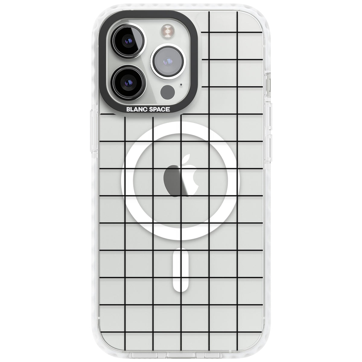 Simplistic Large Grid iPhone 13 Pro / iPhone 13 Pro Max / iPhone 14 Pro / iPhone 14 Pro Max / iPhone 15 Pro / iPhone 15 Pro Max Impact Pro Clear Phone Case front