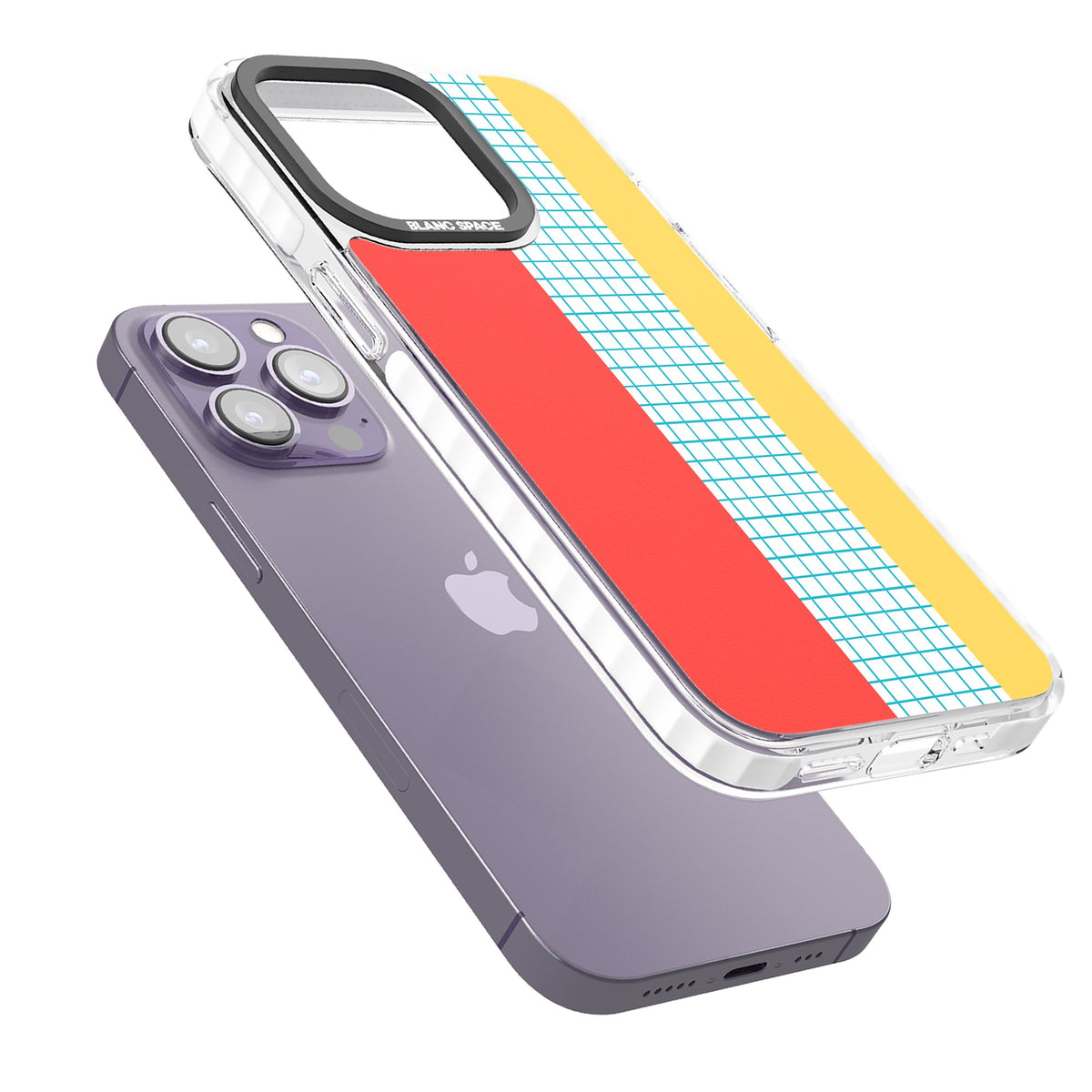 Bauhaus Block iPhone 13 Pro / iPhone 13 Pro Max / iPhone 14 Pro / iPhone 14 Pro Max / iPhone 15 Pro / iPhone 15 Pro Max Impact Pro Clear Phone Case angled