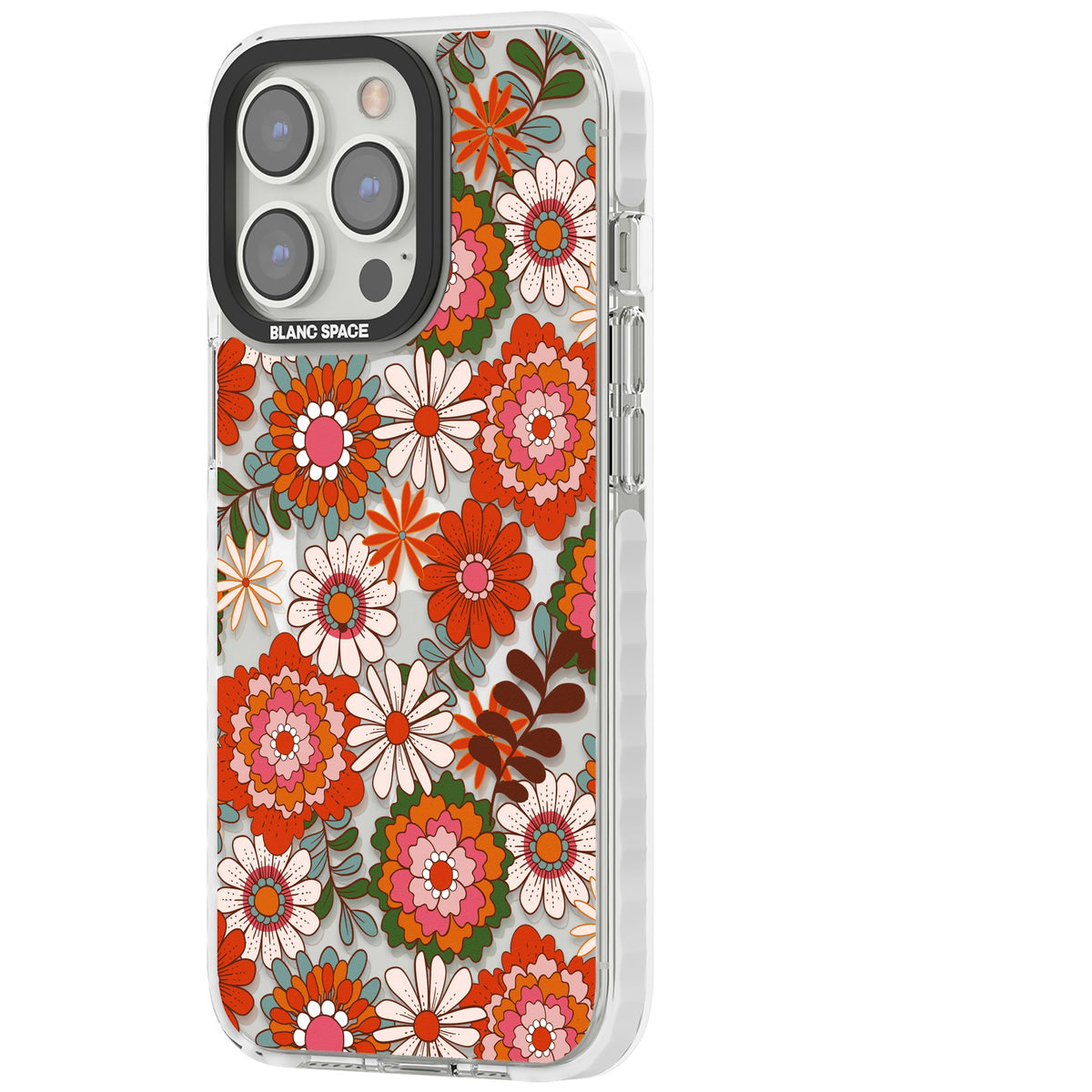 Seventies Bloom iPhone 13 Pro / iPhone 13 Pro Max / iPhone 14 Pro / iPhone 14 Pro Max / iPhone 15 Pro / iPhone 15 Pro Max Impact Pro Clear Phone Case side