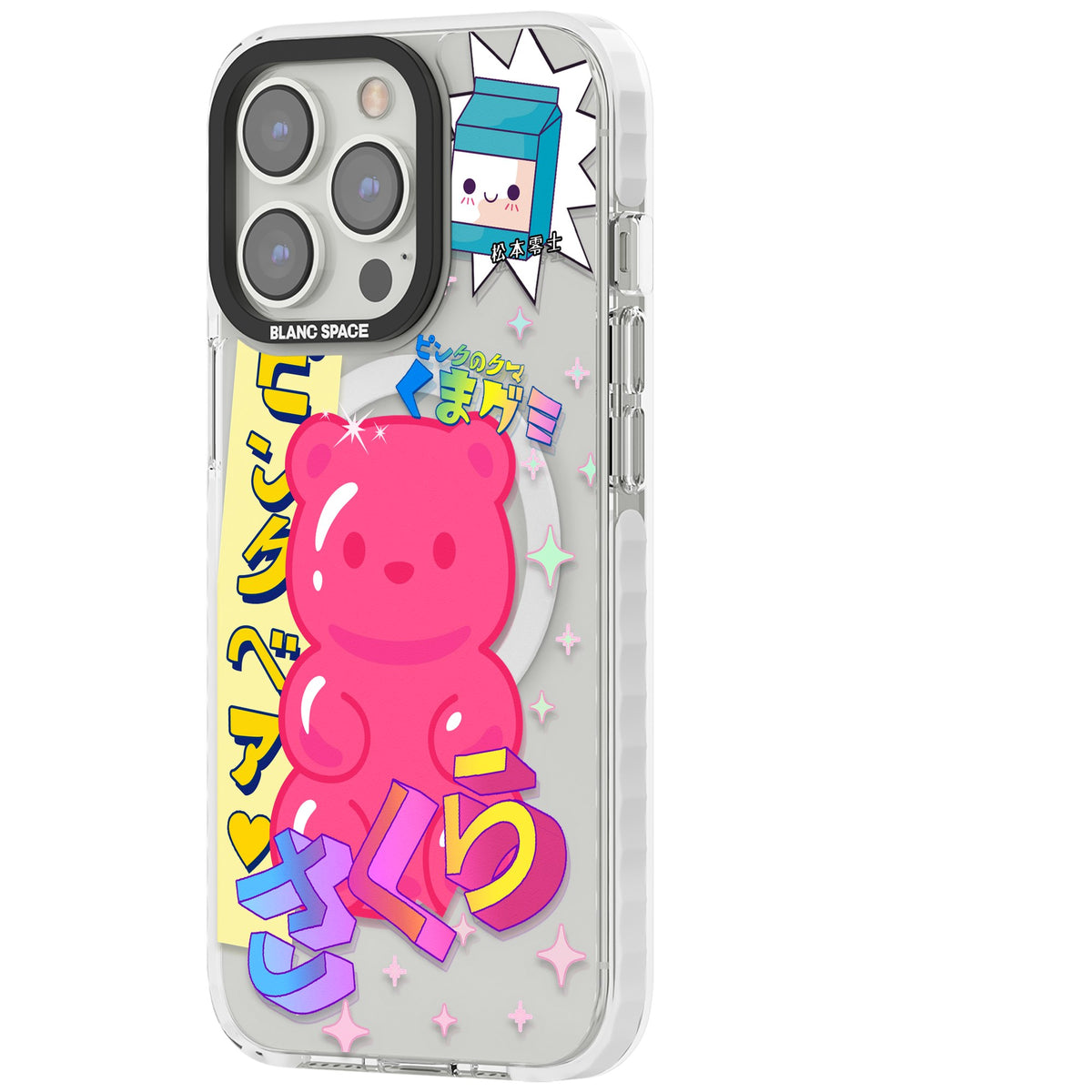 Bubblegum Bear iPhone 13 Pro / iPhone 13 Pro Max / iPhone 14 Pro / iPhone 14 Pro Max / iPhone 15 Pro / iPhone 15 Pro Max Impact Pro Clear Phone Case side