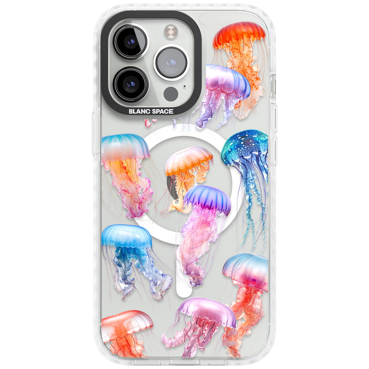 Vibrant Jellyfish iPhone 13 Pro / iPhone 13 Pro Max / iPhone 14 Pro / iPhone 14 Pro Max / iPhone 15 Pro / iPhone 15 Pro Max Impact Pro Clear Phone Case front