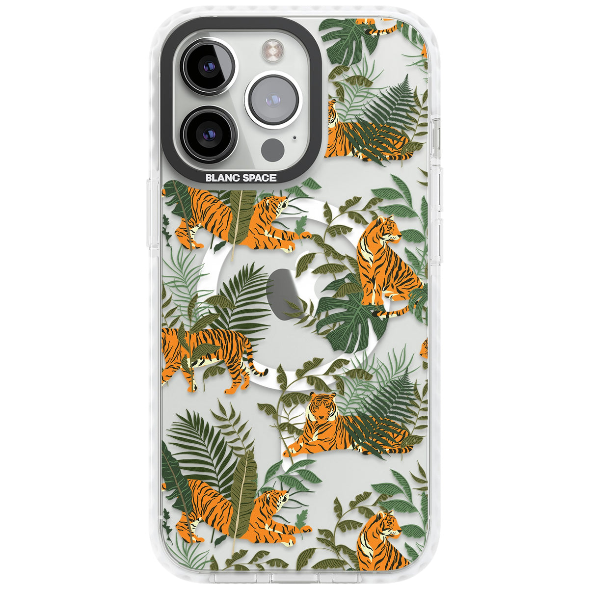 Tiger & Fern Jungle iPhone 13 Pro / iPhone 13 Pro Max / iPhone 14 Pro / iPhone 14 Pro Max / iPhone 15 Pro / iPhone 15 Pro Max Impact Pro Clear Phone Case front