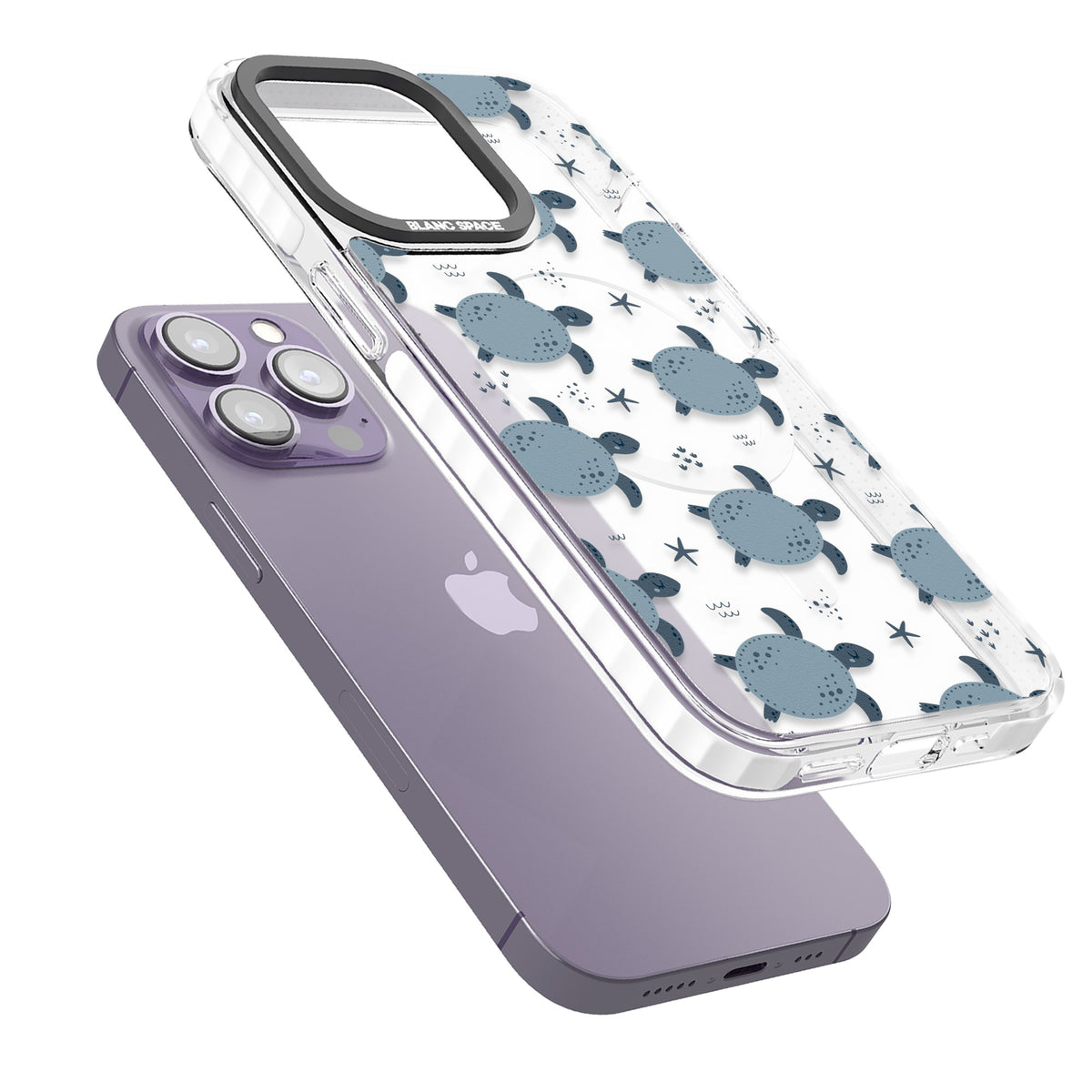 Turtle Voyage iPhone 13 Pro / iPhone 13 Pro Max / iPhone 14 Pro / iPhone 14 Pro Max / iPhone 15 Pro / iPhone 15 Pro Max Impact Pro Clear Phone Case angled