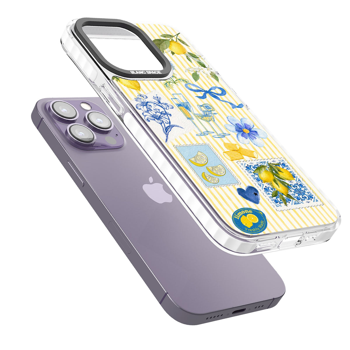 Limone Riviera iPhone 13 Pro / iPhone 13 Pro Max / iPhone 14 Pro / iPhone 14 Pro Max / iPhone 15 Pro / iPhone 15 Pro Max Impact Pro Clear Phone Case angled