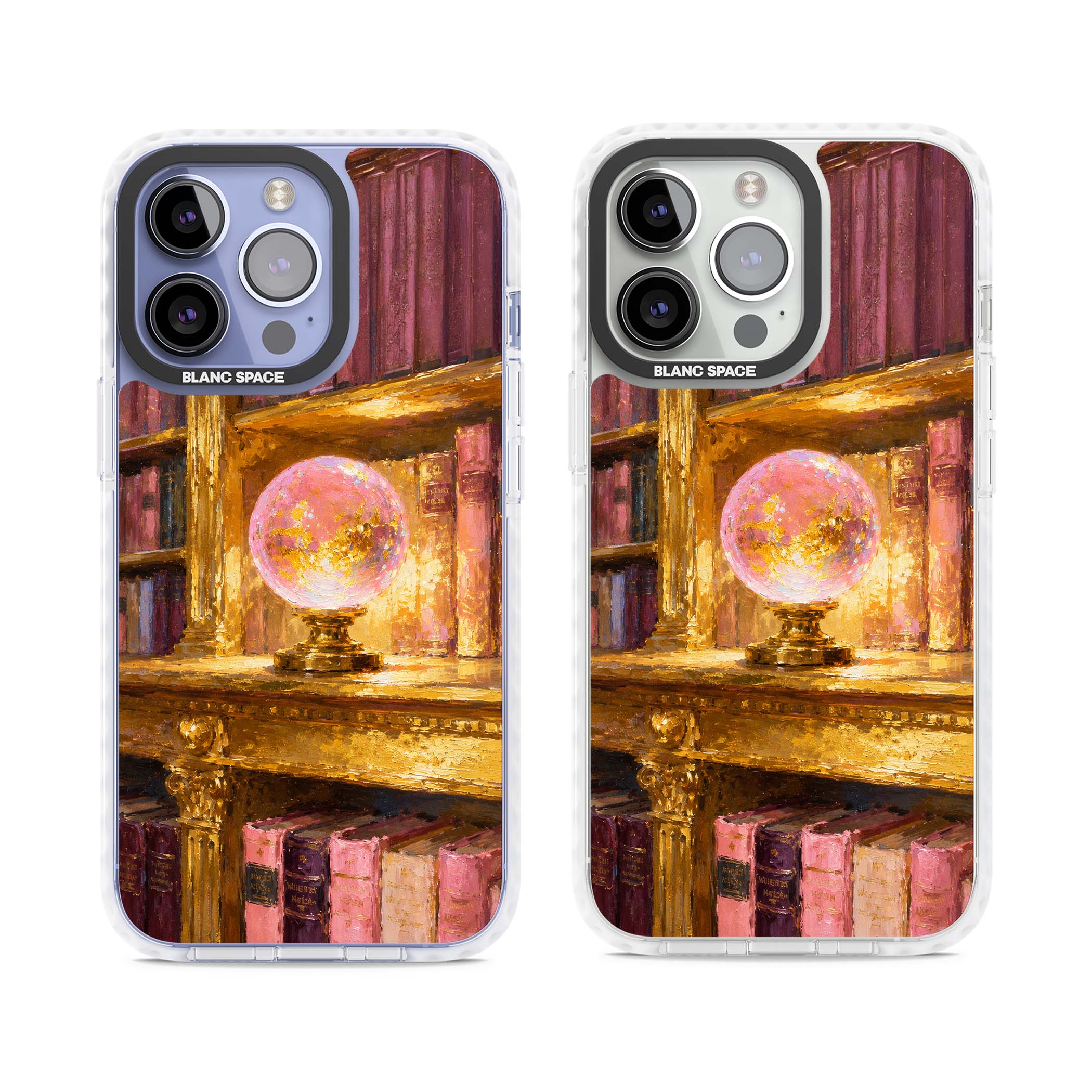 Gilded Library dark academia iPhone case featuring an oil painted crystal ball on a gilded library shelf with vintage | Impact Magsafe case for iPhone 13 Pro, iPhone 14 Pro, iPhone 15 Pro