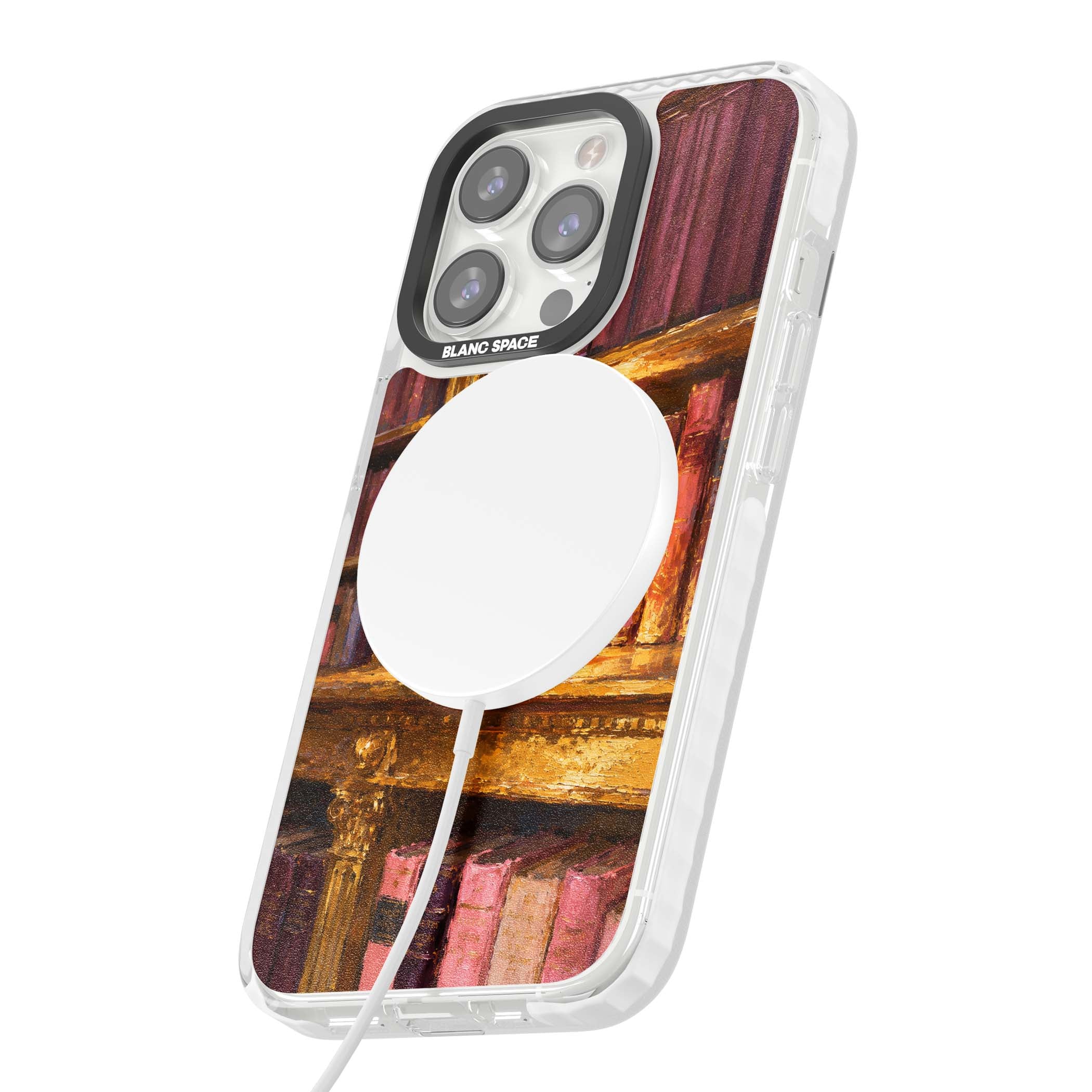 Gilded Library dark academia iPhone case featuring an oil painted crystal ball on a gilded library shelf with vintage | Impact Magsafe case for iPhone 13 Pro, iPhone 14 Pro, iPhone 15 Pro