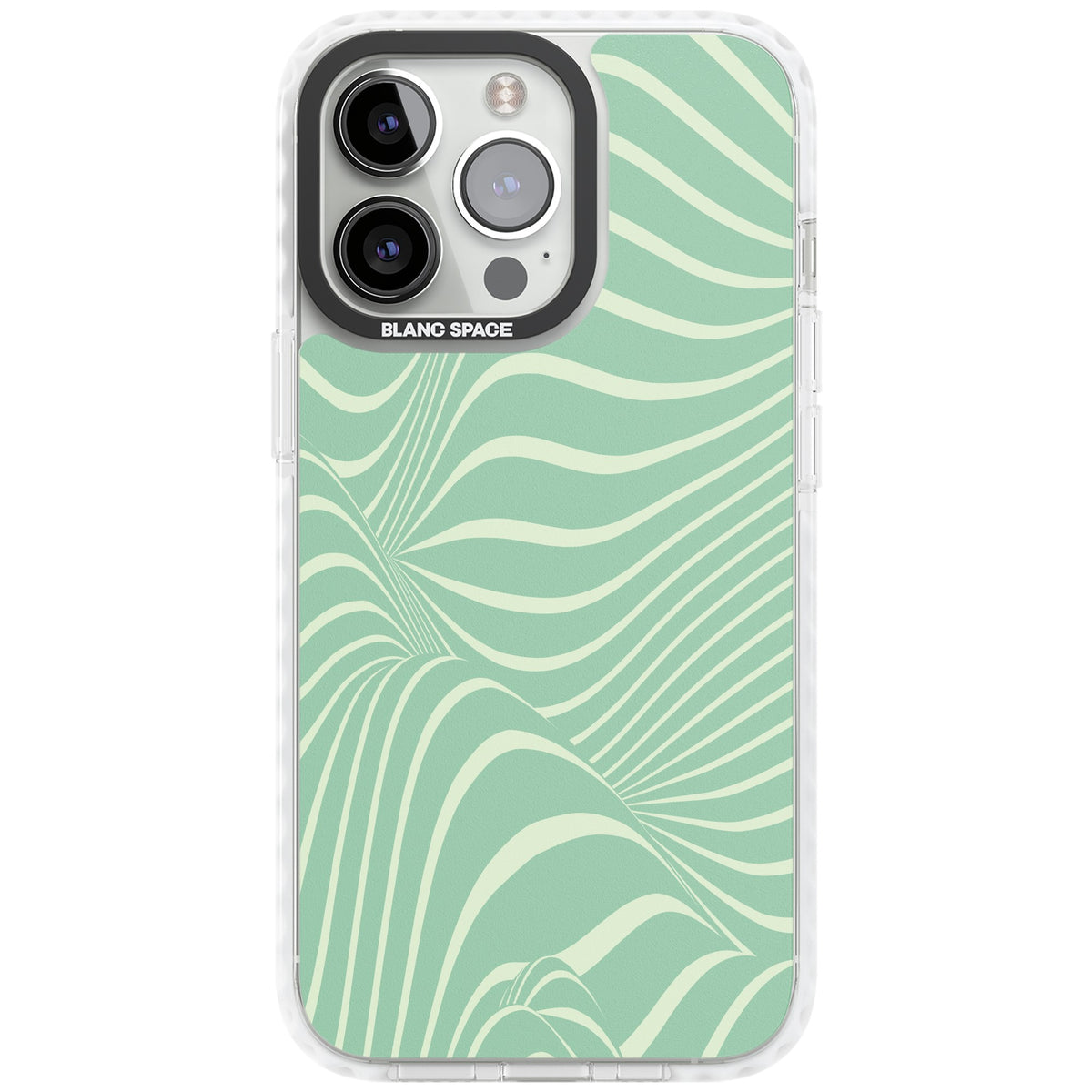 Mint Green Distorted Line iPhone 13 Pro / iPhone 13 Pro Max / iPhone 14 Pro / iPhone 14 Pro Max / iPhone 15 Pro / iPhone 15 Pro Max Impact Pro Clear Phone Case front
