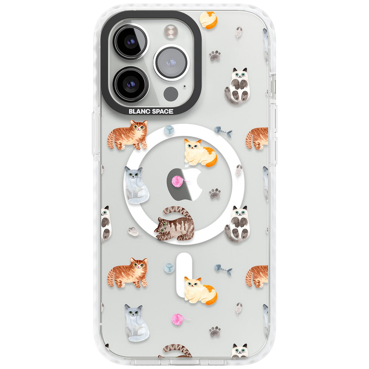 Playful Cats iPhone 13 Pro / iPhone 13 Pro Max / iPhone 14 Pro / iPhone 14 Pro Max / iPhone 15 Pro / iPhone 15 Pro Max Impact Pro Clear Phone Case front