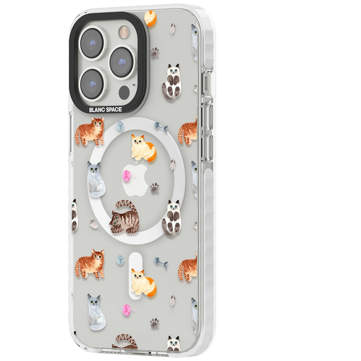 Playful Cats iPhone 13 Pro / iPhone 13 Pro Max / iPhone 14 Pro / iPhone 14 Pro Max / iPhone 15 Pro / iPhone 15 Pro Max Impact Pro Clear Phone Case side