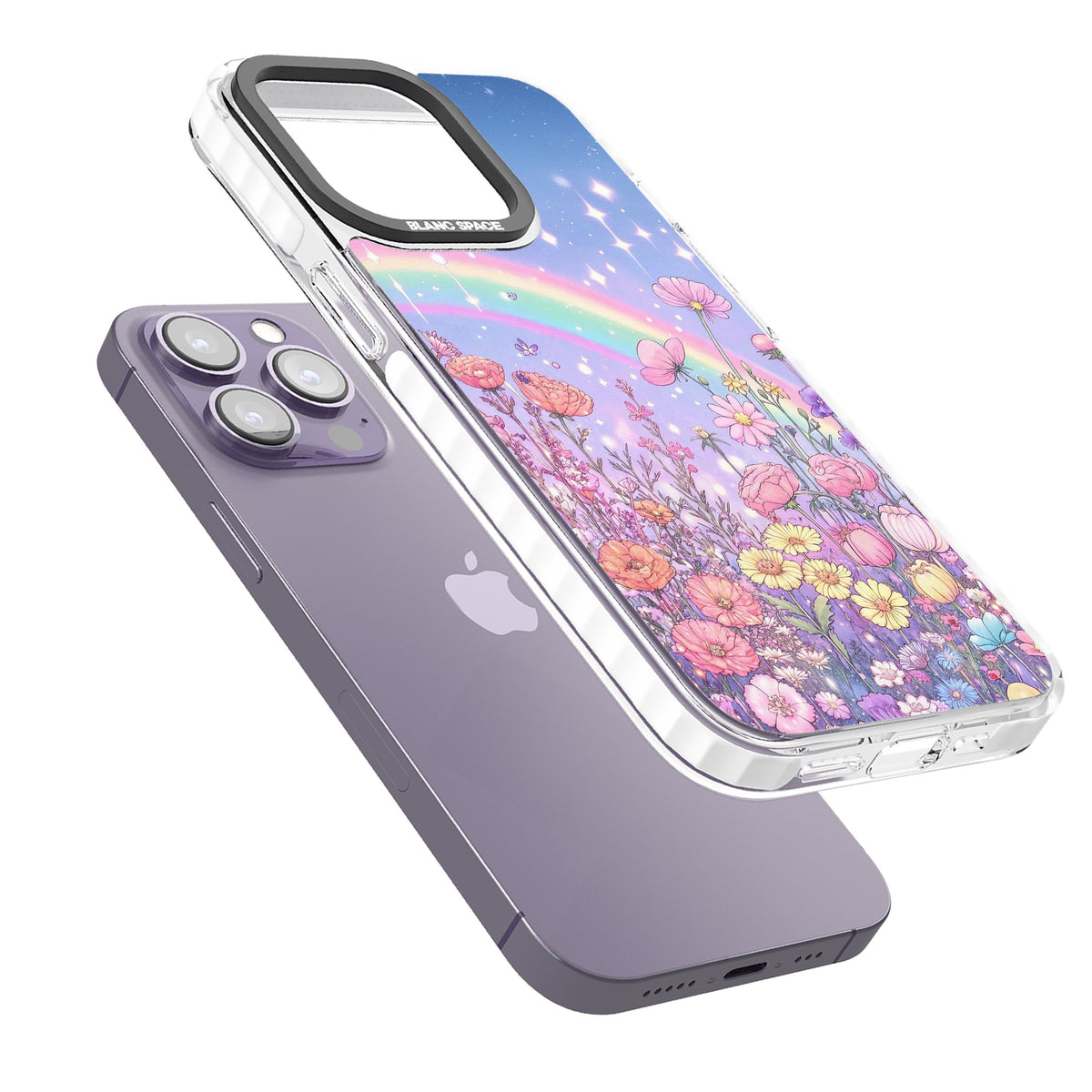 Magical Meadow iPhone 13 Pro / iPhone 13 Pro Max / iPhone 14 Pro / iPhone 14 Pro Max / iPhone 15 Pro / iPhone 15 Pro Max Impact Pro Clear Phone Case angled