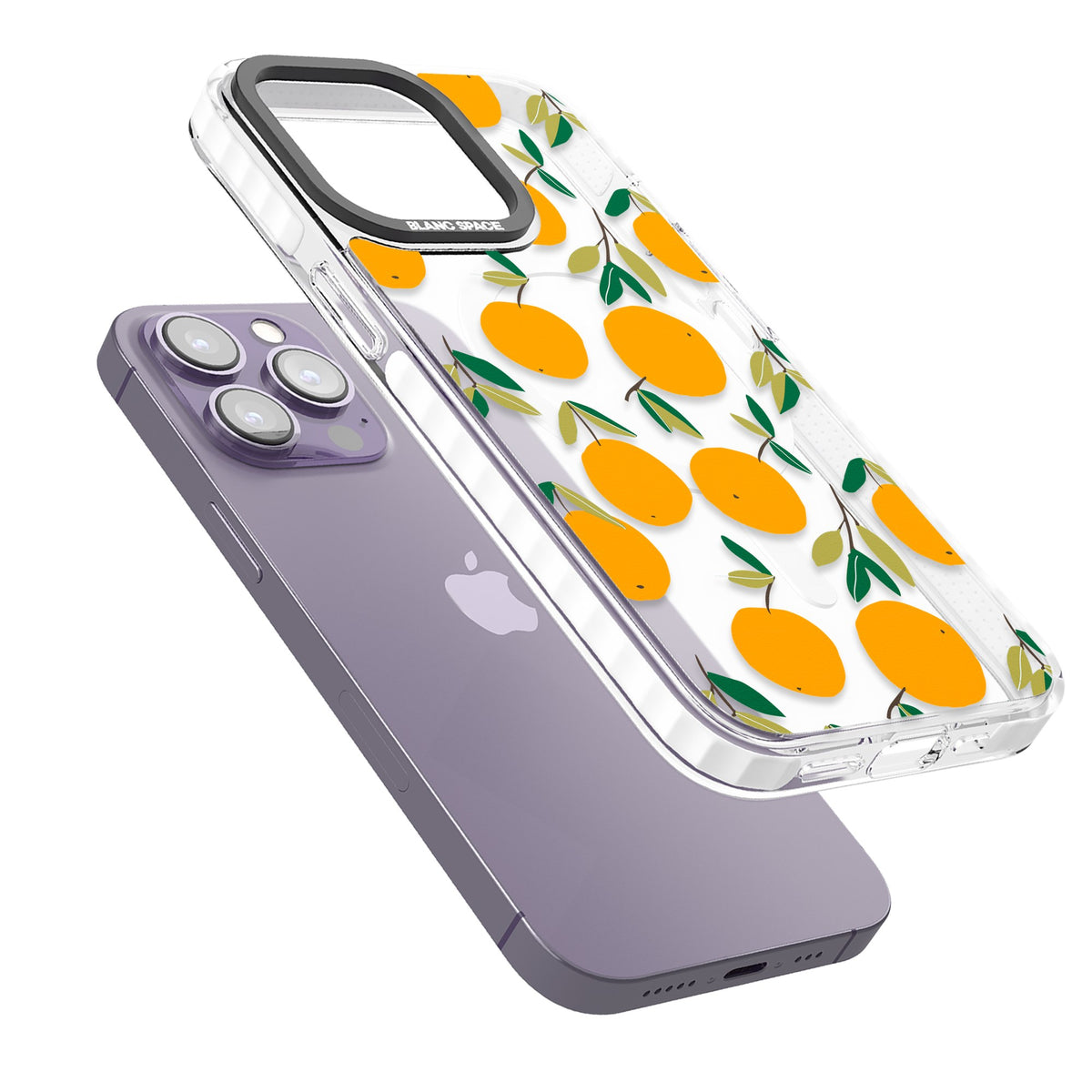 Citrus Grove iPhone 13 Pro / iPhone 13 Pro Max / iPhone 14 Pro / iPhone 14 Pro Max / iPhone 15 Pro / iPhone 15 Pro Max Impact Pro Clear Phone Case angled