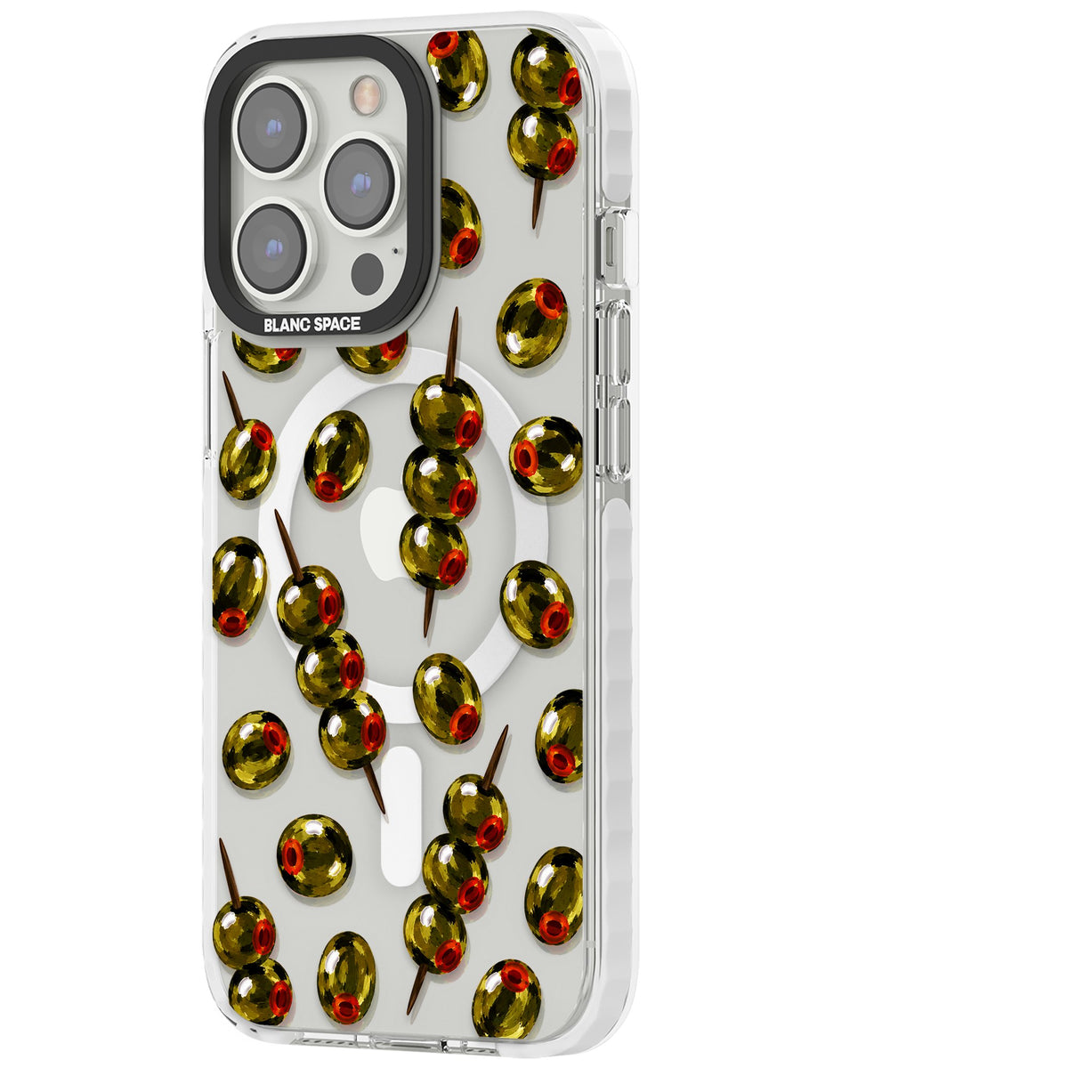 Painted Olives iPhone 13 Pro / iPhone 13 Pro Max / iPhone 14 Pro / iPhone 14 Pro Max / iPhone 15 Pro / iPhone 15 Pro Max Impact Pro Clear Phone Case side