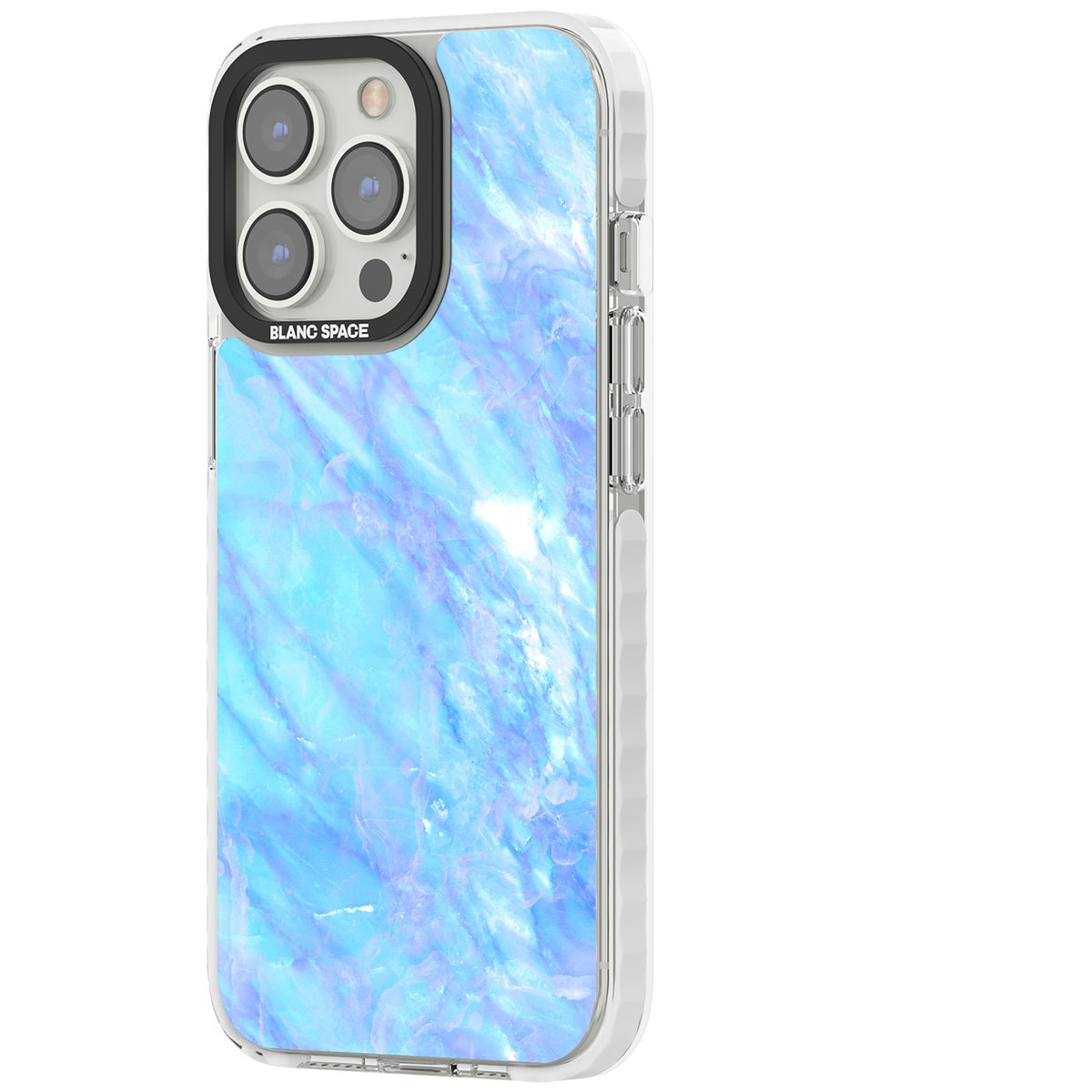 Iridescent Marble iPhone 13 Pro / iPhone 13 Pro Max / iPhone 14 Pro / iPhone 14 Pro Max / iPhone 15 Pro / iPhone 15 Pro Max Impact Pro Clear Phone Case side