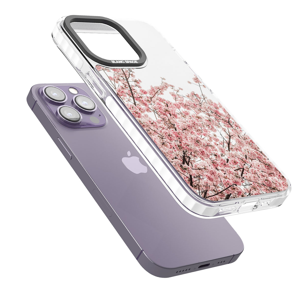 Cherry Blossom Bloom iPhone 13 Pro / iPhone 13 Pro Max / iPhone 14 Pro / iPhone 14 Pro Max / iPhone 15 Pro / iPhone 15 Pro Max Impact Pro Clear Phone Case angled