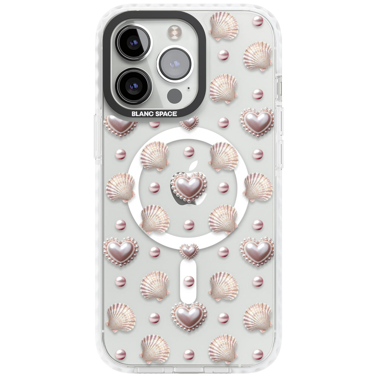 Pearl Hearts iPhone 13 Pro / iPhone 13 Pro Max / iPhone 14 Pro / iPhone 14 Pro Max / iPhone 15 Pro / iPhone 15 Pro Max Impact Pro Clear Phone Case front