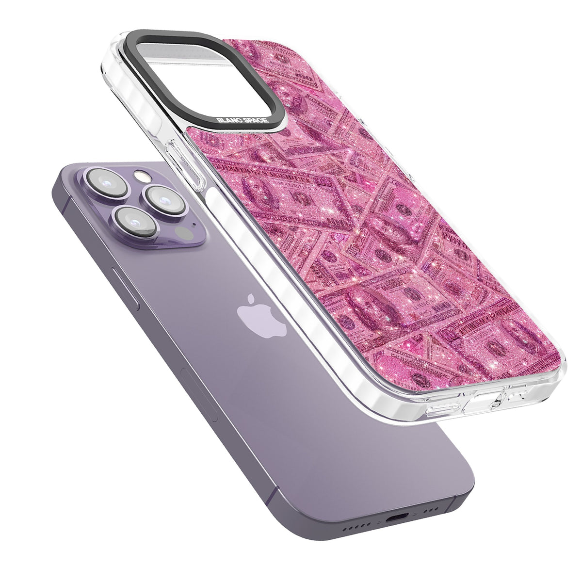 Glamorous iPhone 13 Pro / iPhone 13 Pro Max / iPhone 14 Pro / iPhone 14 Pro Max / iPhone 15 Pro / iPhone 15 Pro Max Impact Pro Clear Phone Case angled