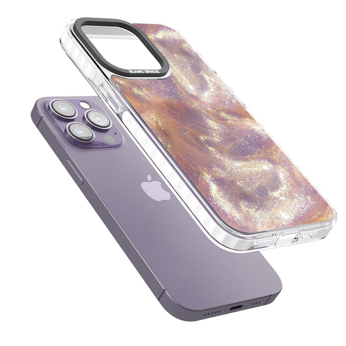 Shimmer iPhone 13 Pro / iPhone 13 Pro Max / iPhone 14 Pro / iPhone 14 Pro Max / iPhone 15 Pro / iPhone 15 Pro Max Impact Pro Clear Phone Case angled