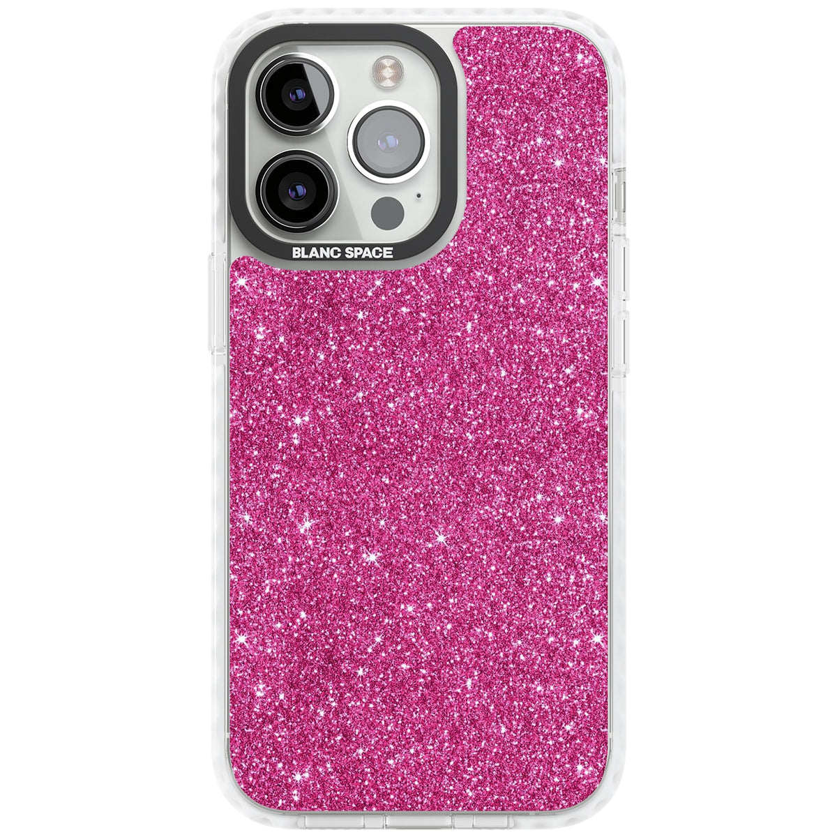 Pink Glitter iPhone 13 Pro / iPhone 13 Pro Max / iPhone 14 Pro / iPhone 14 Pro Max / iPhone 15 Pro / iPhone 15 Pro Max Impact Pro Clear Phone Case front