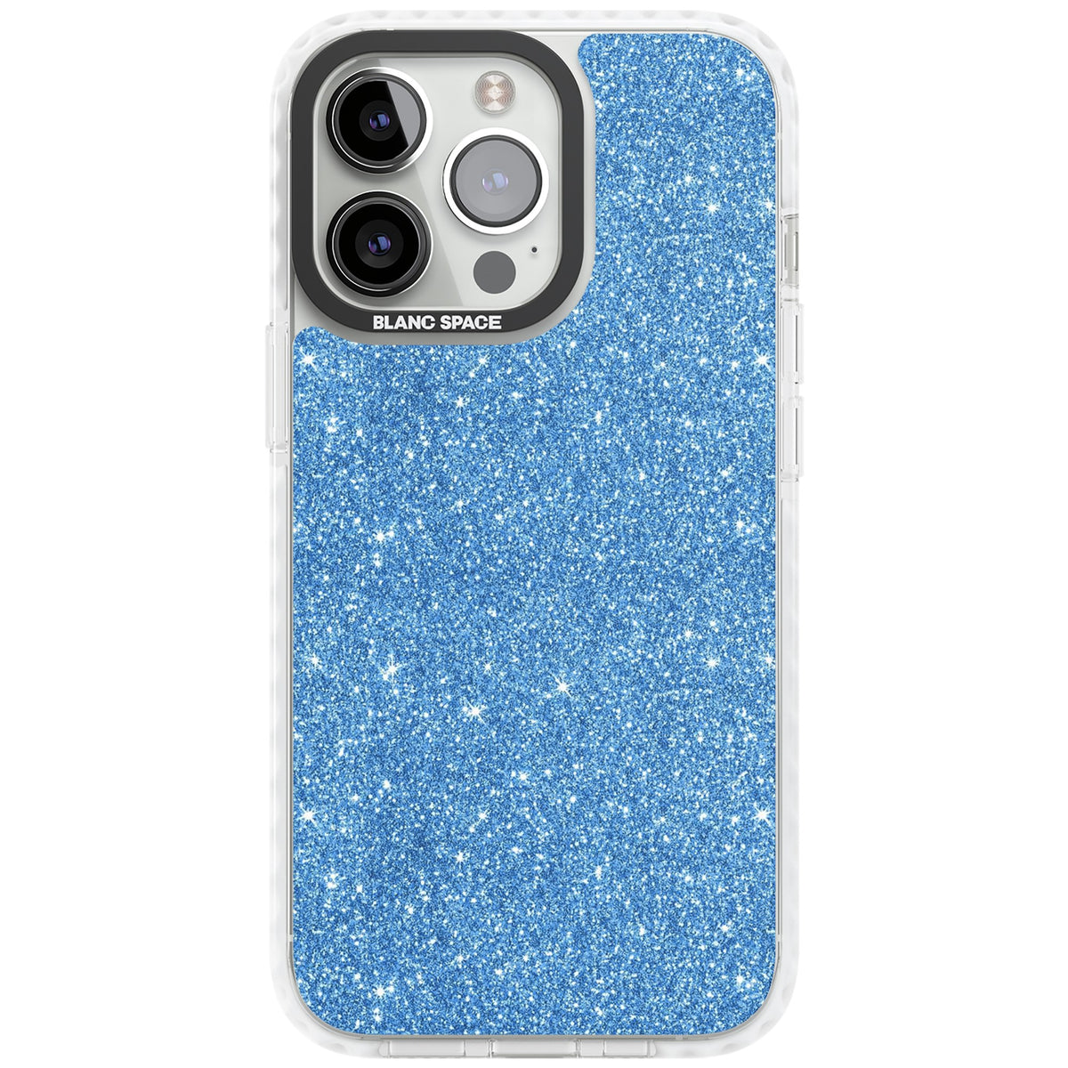 Blue Glitter iPhone 13 Pro / iPhone 13 Pro Max / iPhone 14 Pro / iPhone 14 Pro Max / iPhone 15 Pro / iPhone 15 Pro Max Impact Pro Clear Phone Case front