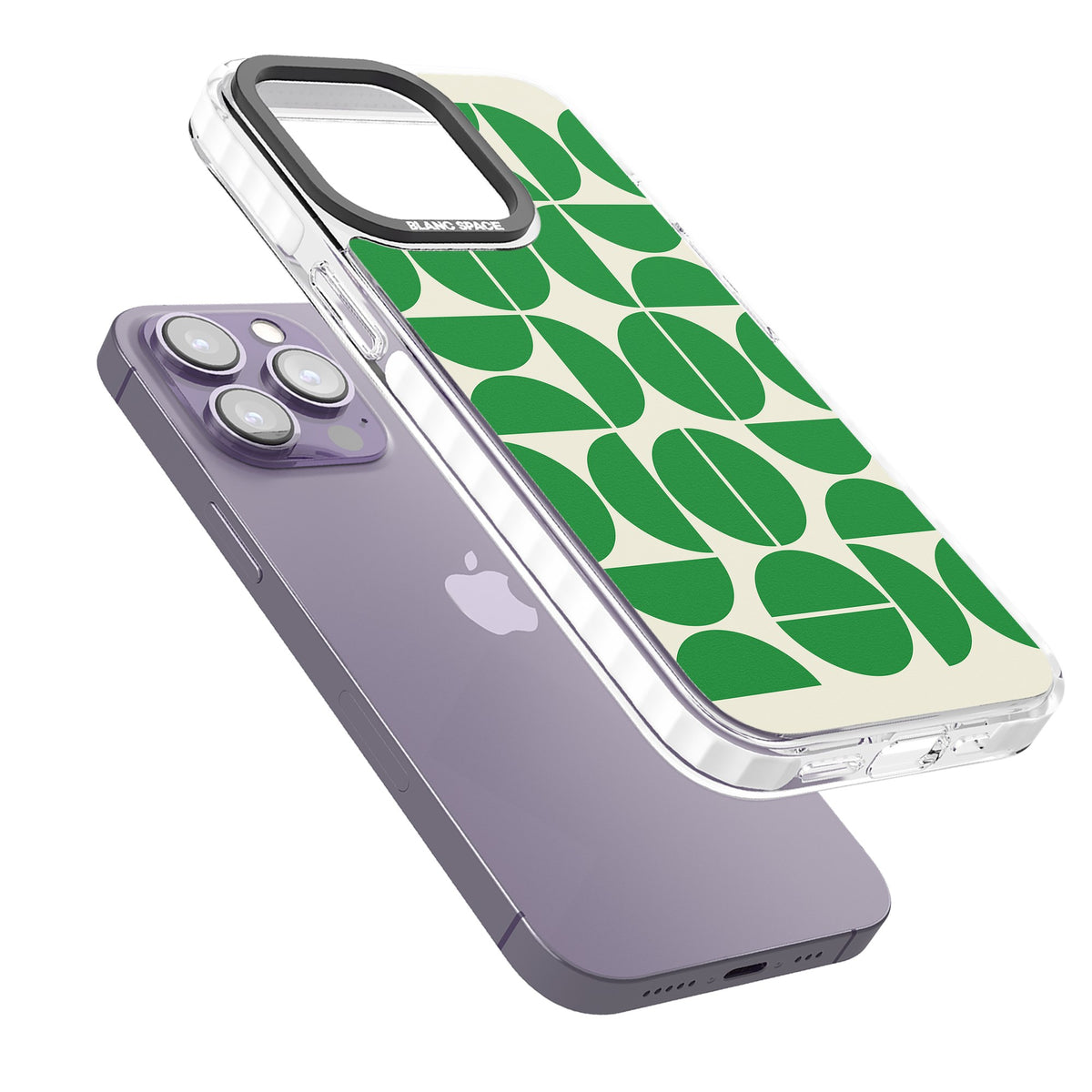 Bauhaus Green iPhone 13 Pro / iPhone 13 Pro Max / iPhone 14 Pro / iPhone 14 Pro Max / iPhone 15 Pro / iPhone 15 Pro Max Impact Pro Clear Phone Case angled