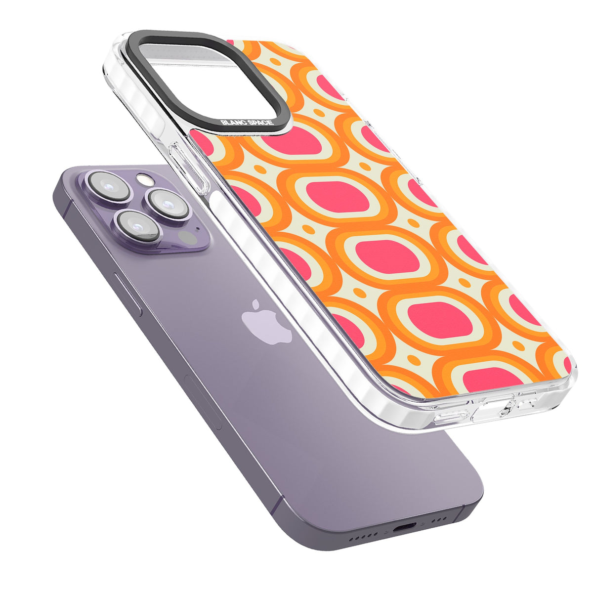 Groovy Sunset iPhone 13 Pro / iPhone 13 Pro Max / iPhone 14 Pro / iPhone 14 Pro Max / iPhone 15 Pro / iPhone 15 Pro Max Impact Pro Clear Phone Case angled