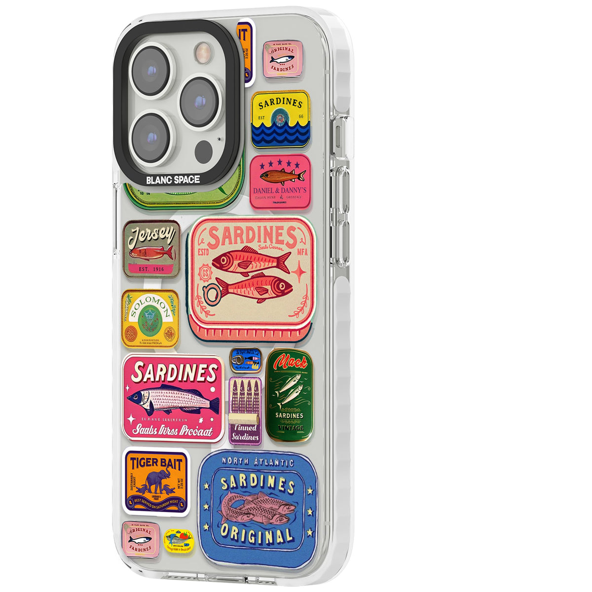 Coastal Sardines iPhone 13 Pro / iPhone 13 Pro Max / iPhone 14 Pro / iPhone 14 Pro Max / iPhone 15 Pro / iPhone 15 Pro Max Impact Pro Clear Phone Case side