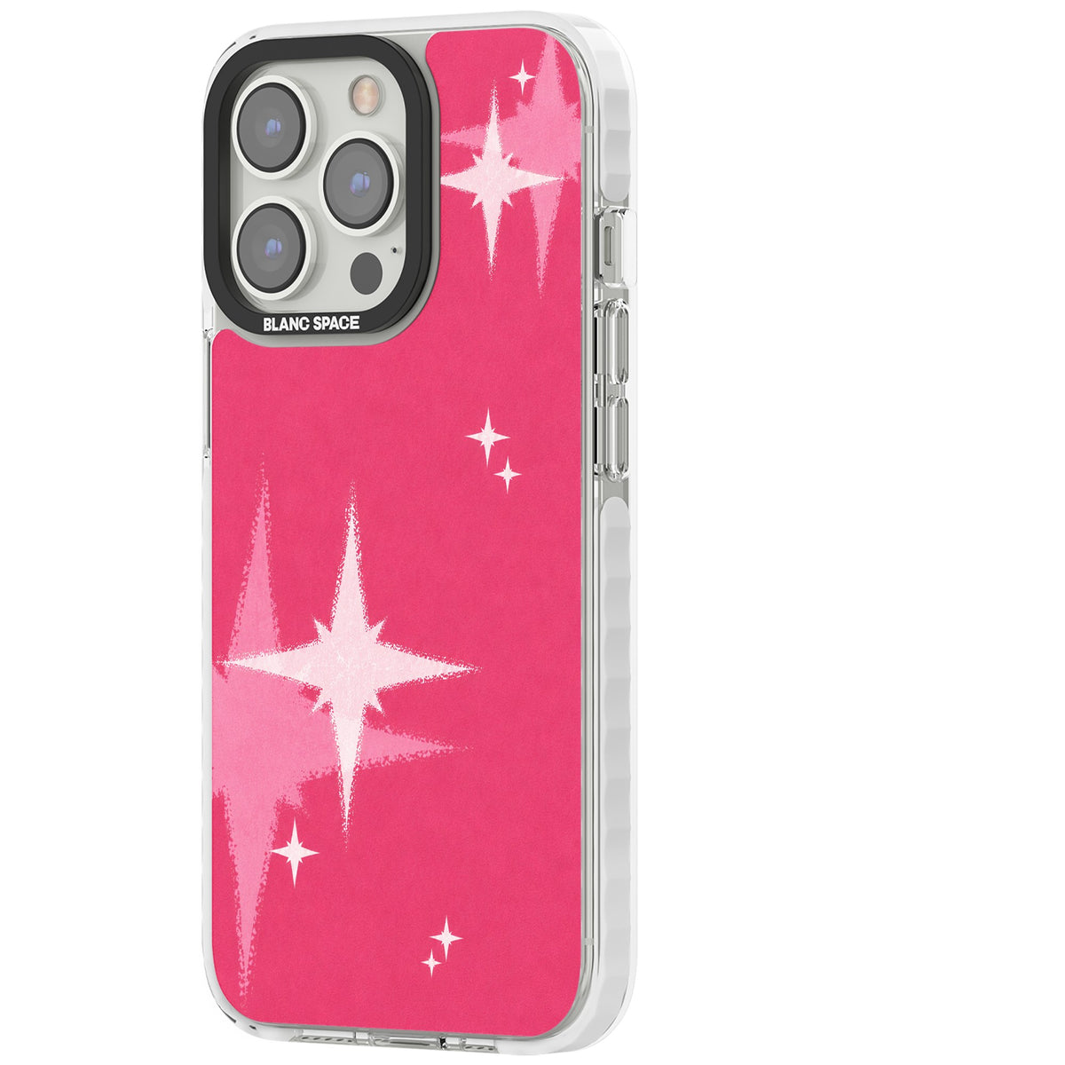 Pink Sparkle iPhone 13 Pro / iPhone 13 Pro Max / iPhone 14 Pro / iPhone 14 Pro Max / iPhone 15 Pro / iPhone 15 Pro Max Impact Pro Clear Phone Case side