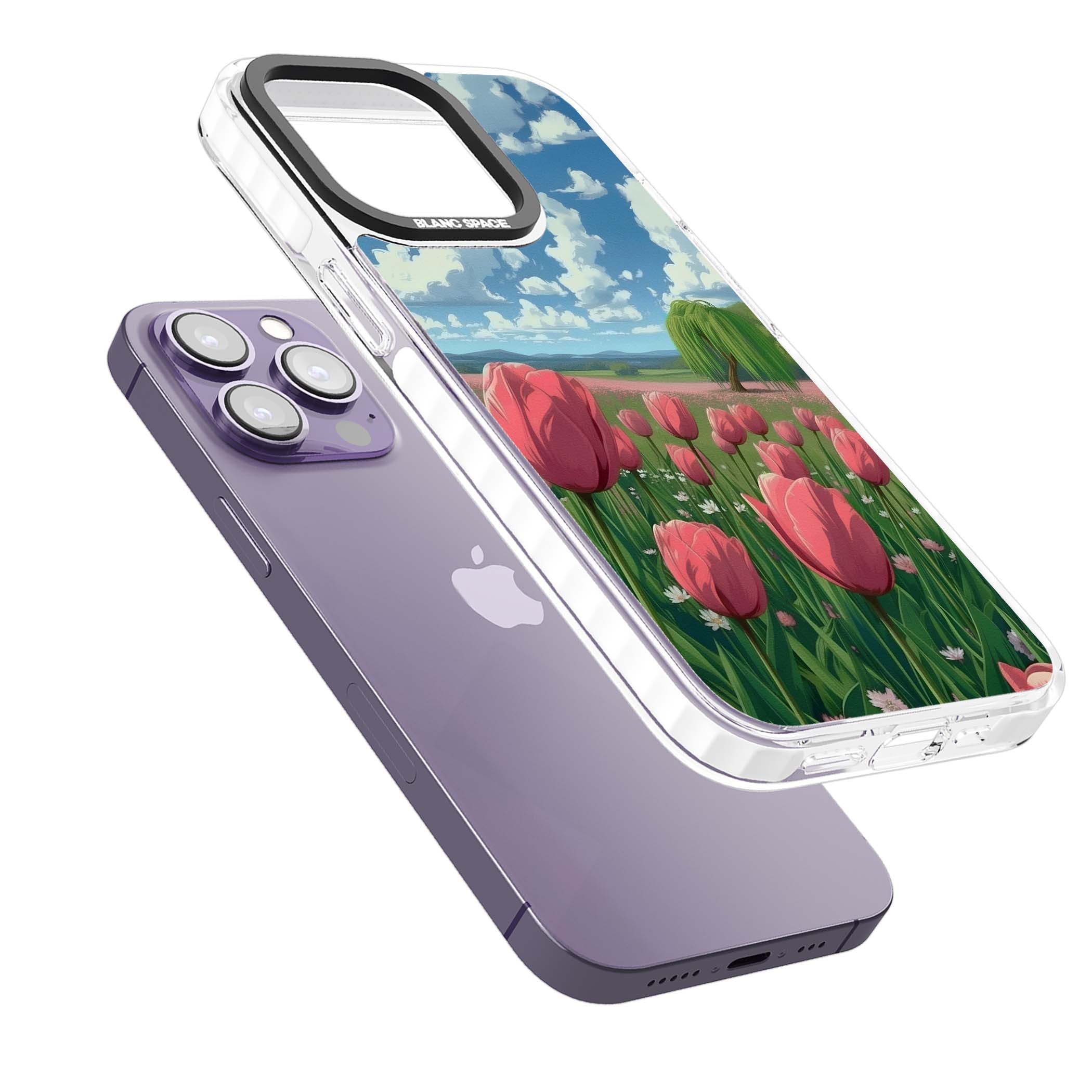 Willow By The Pink Tulips floral iPhone case | Impact Magsafe case for iPhone 13 Pro, iPhone 14 Pro, iPhone 15 Pro