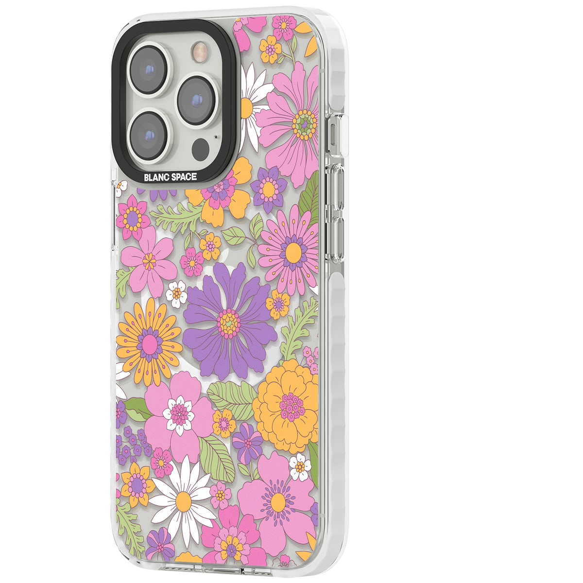 Soft Flowers iPhone 13 Pro / iPhone 13 Pro Max / iPhone 14 Pro / iPhone 14 Pro Max / iPhone 15 Pro / iPhone 15 Pro Max Impact Pro Clear Phone Case side