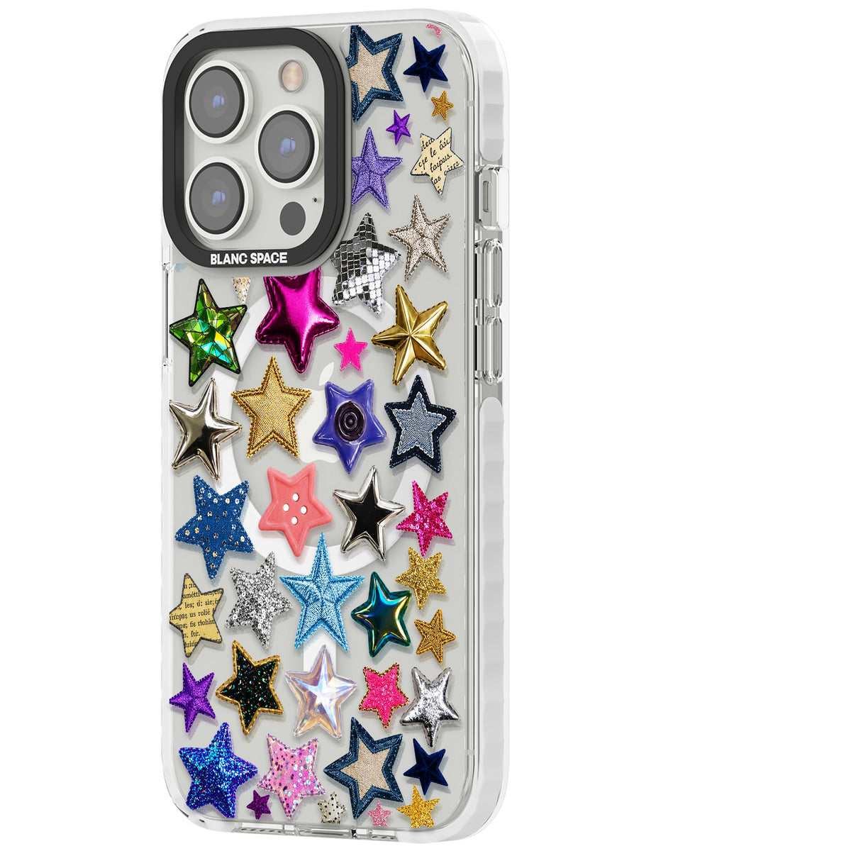 Crafty Star Mix iPhone 13 Pro / iPhone 13 Pro Max / iPhone 14 Pro / iPhone 14 Pro Max / iPhone 15 Pro / iPhone 15 Pro Max Impact Pro Clear Phone Case side
